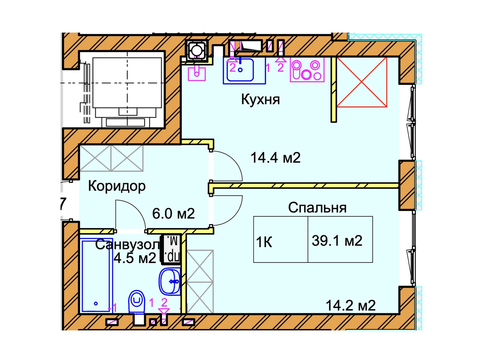 Продається 1-кімнатна квартира 39.1 кв. м у Рівному, цена: 38300 $