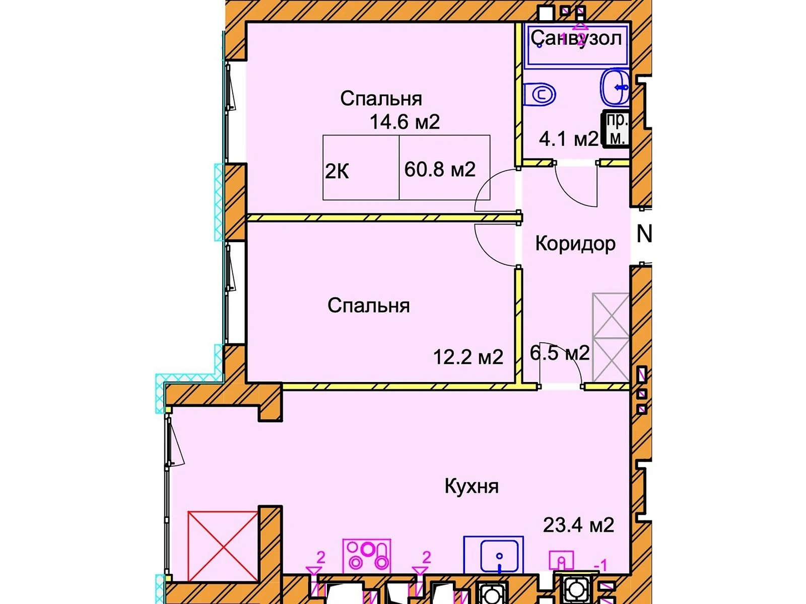 Продається 2-кімнатна квартира 60.8 кв. м у Рівному, вул. Чорновола В'ячеслава, 94В-94Д