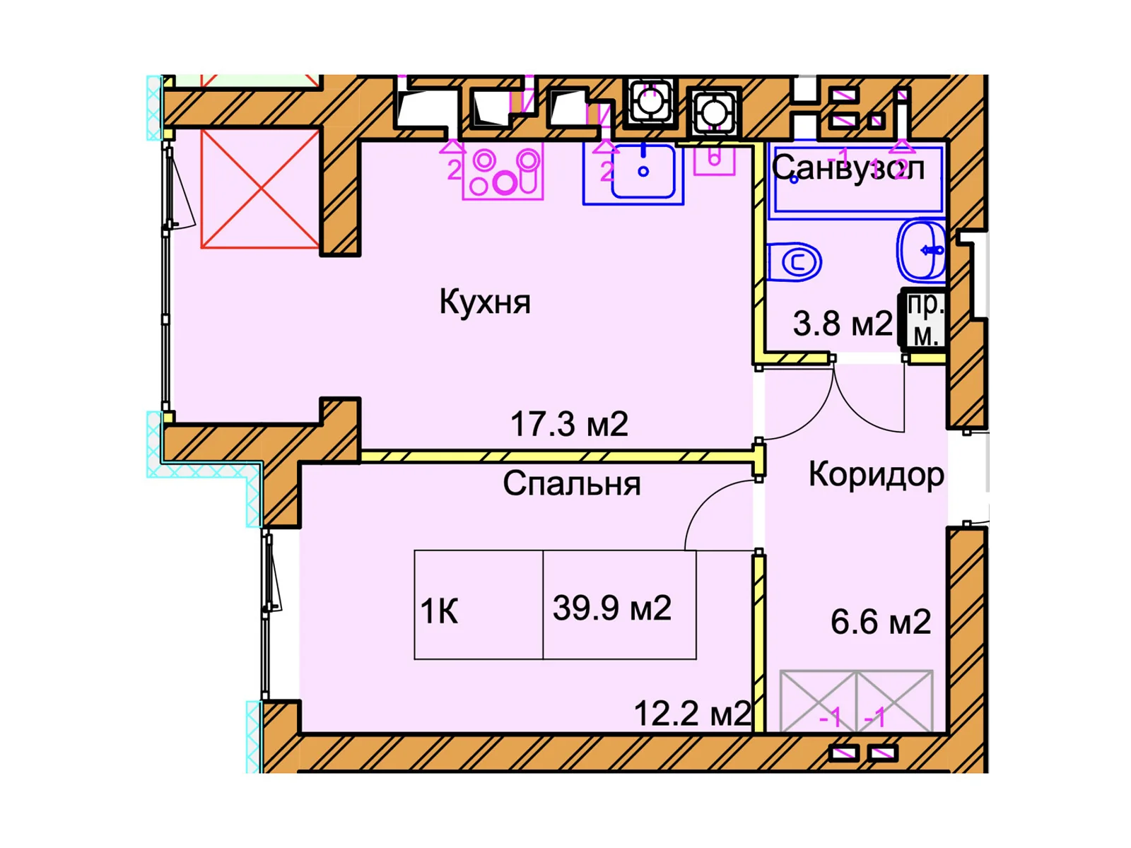 Продается 1-комнатная квартира 39.9 кв. м в Ровно, ул. Черновола Вячеслава, 94В-94Д