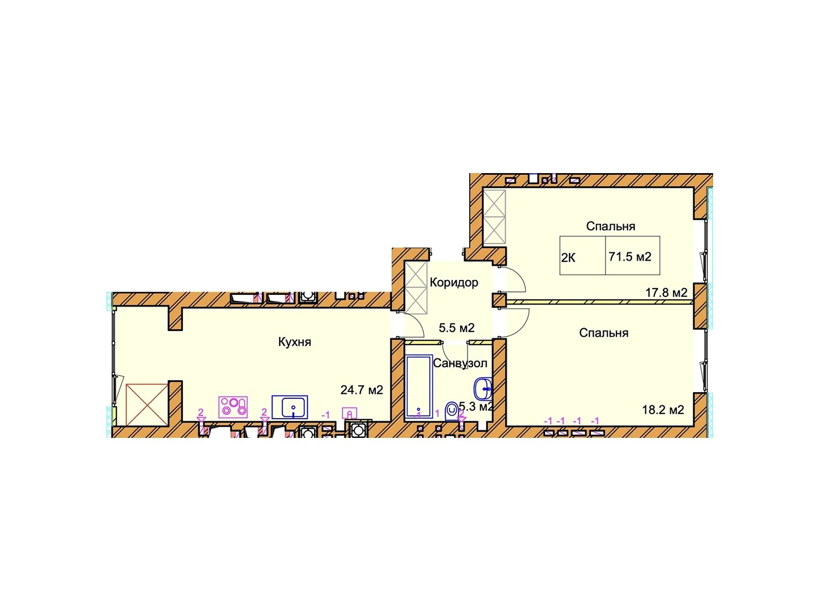 Продается 2-комнатная квартира 71.5 кв. м в Ровно, цена: 68000 $