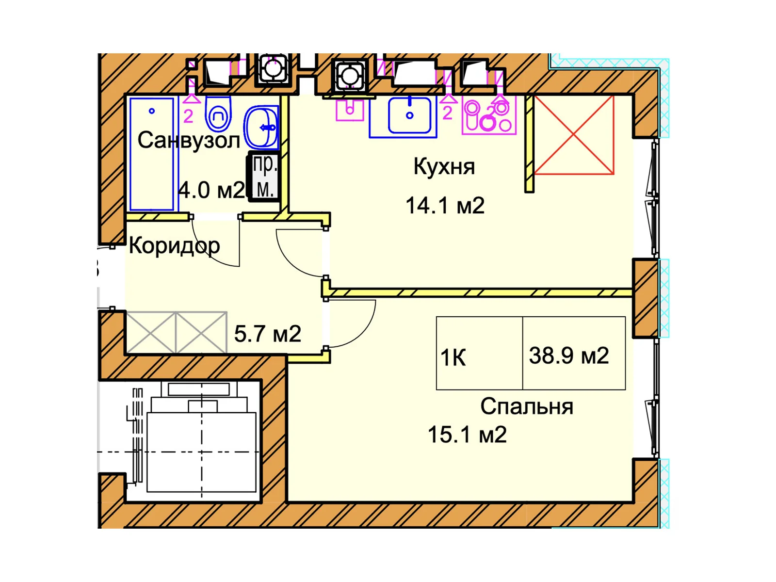 Продается 1-комнатная квартира 38.9 кв. м в Ровно, цена: 38100 $