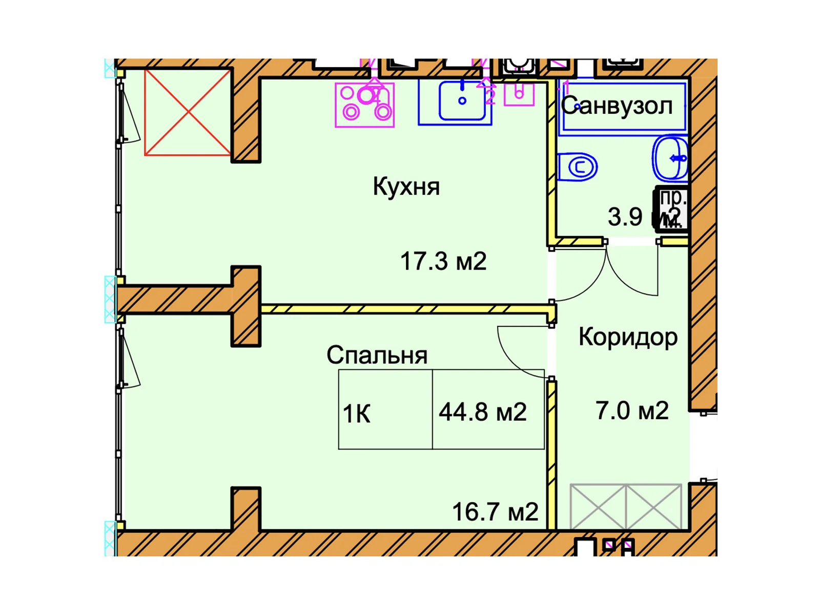 Продается 1-комнатная квартира 44.8 кв. м в Ровно, цена: 42100 $