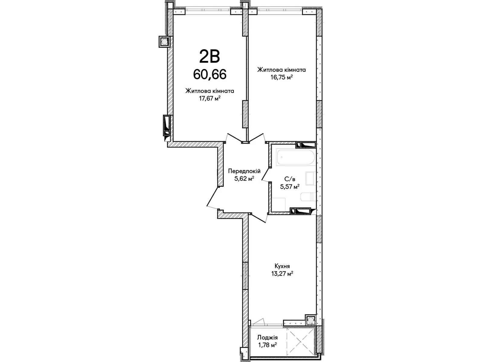 Продается 2-комнатная квартира 60 кв. м в Ирпене, цена: 48872 $