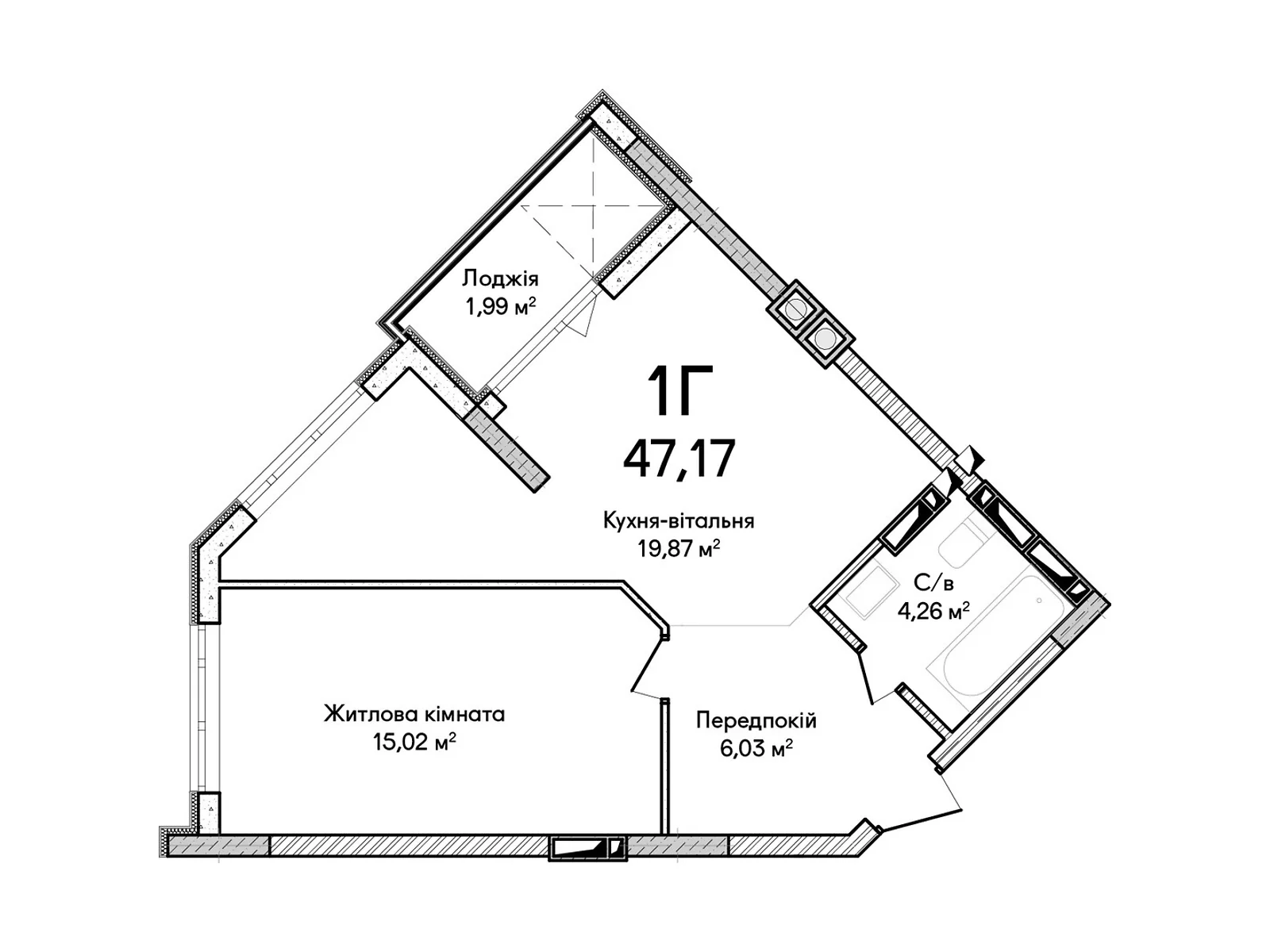 Продается 1-комнатная квартира 47 кв. м в Ирпене, ул. Достоевского