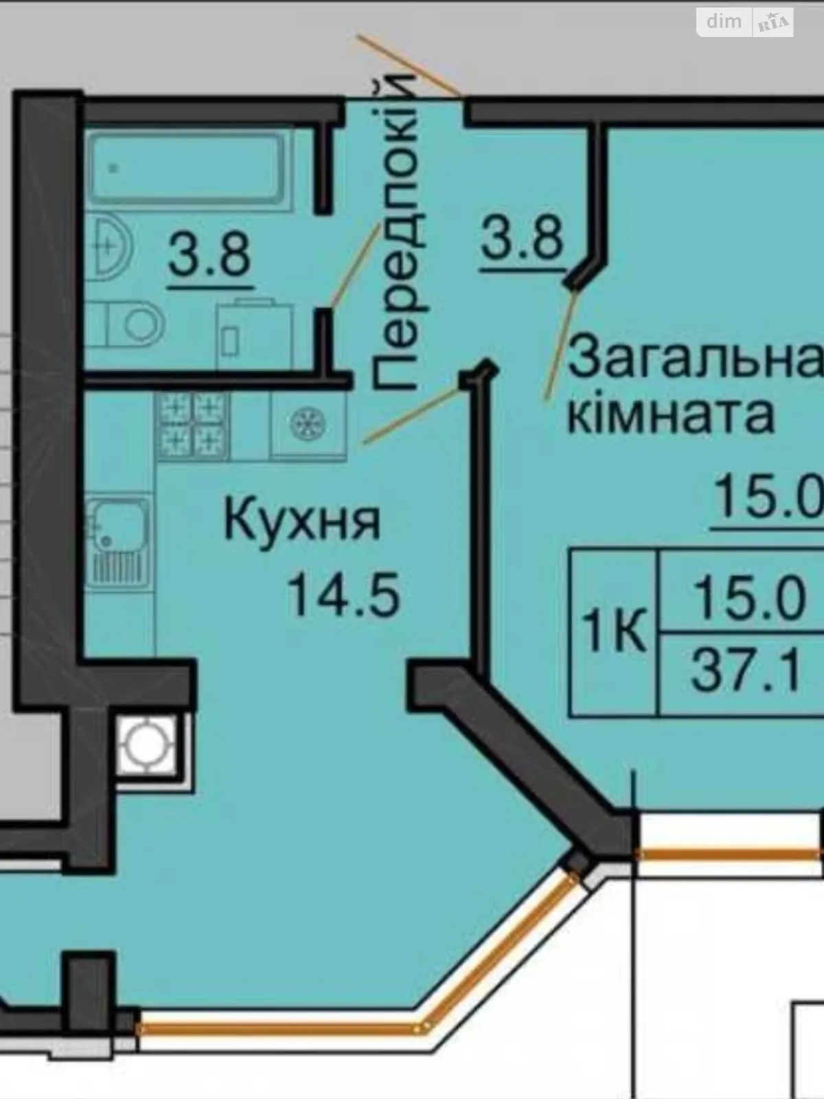 Продается 1-комнатная квартира 38 кв. м в Софиевской Борщаговке - фото 3