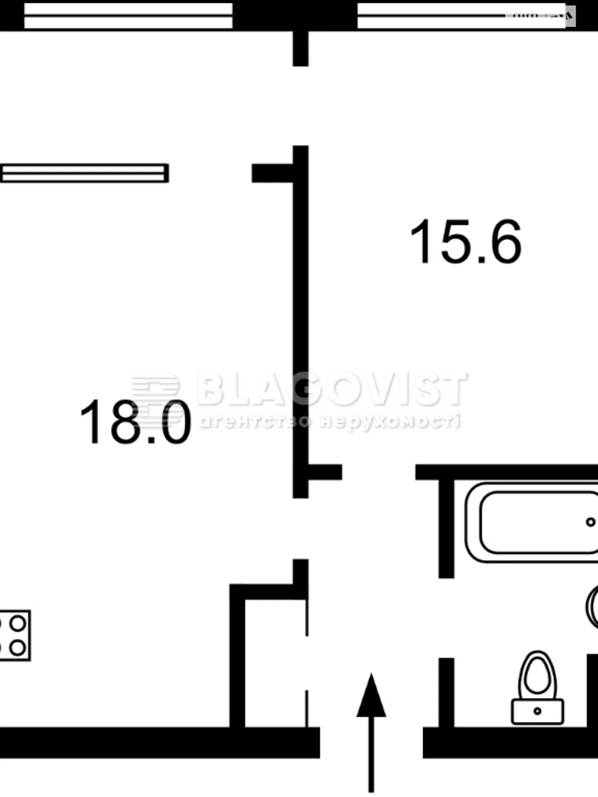 Продается 1-комнатная квартира 47.3 кв. м в Киеве, просп. Правды, 49