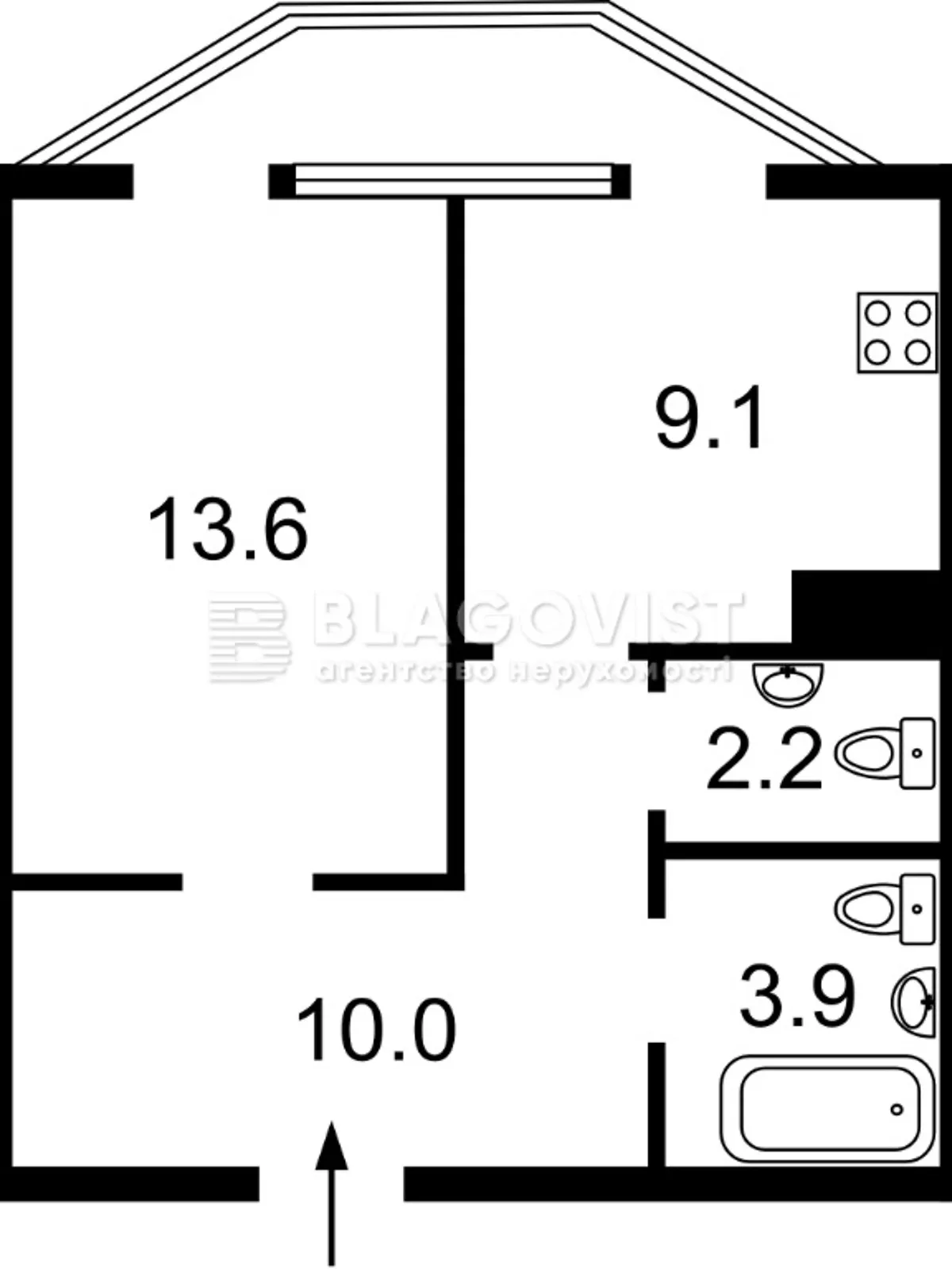 Продается 2-комнатная квартира 55.5 кв. м в Киеве, ул. Михаила Бойчука, 19А