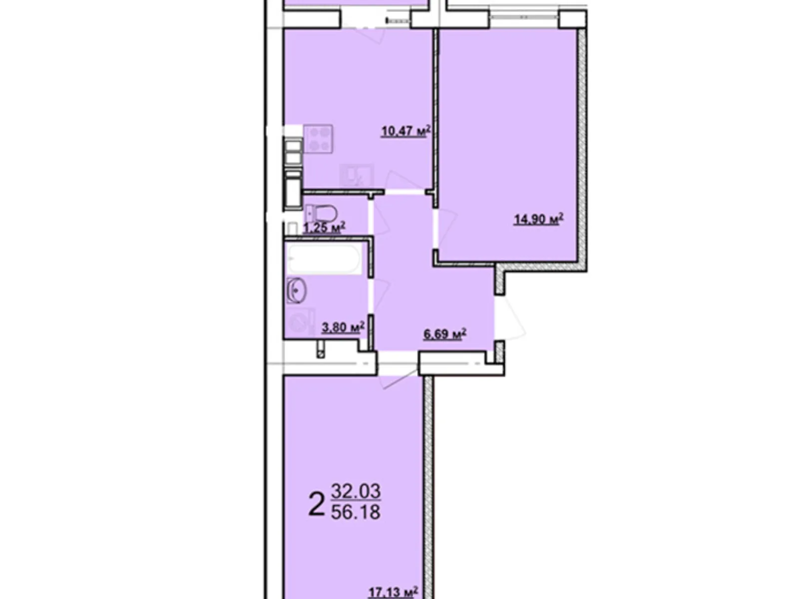 Продається 2-кімнатна квартира 56.18 кв. м у Харкові, цена: 29700 $ - фото 1