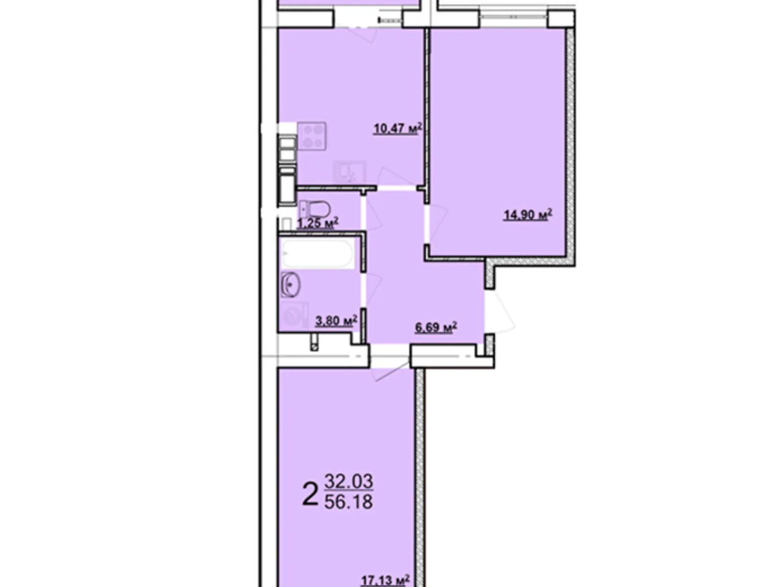 Продается 2-комнатная квартира 56.18 кв. м в Харькове, ул. Мира, 43 - фото 1