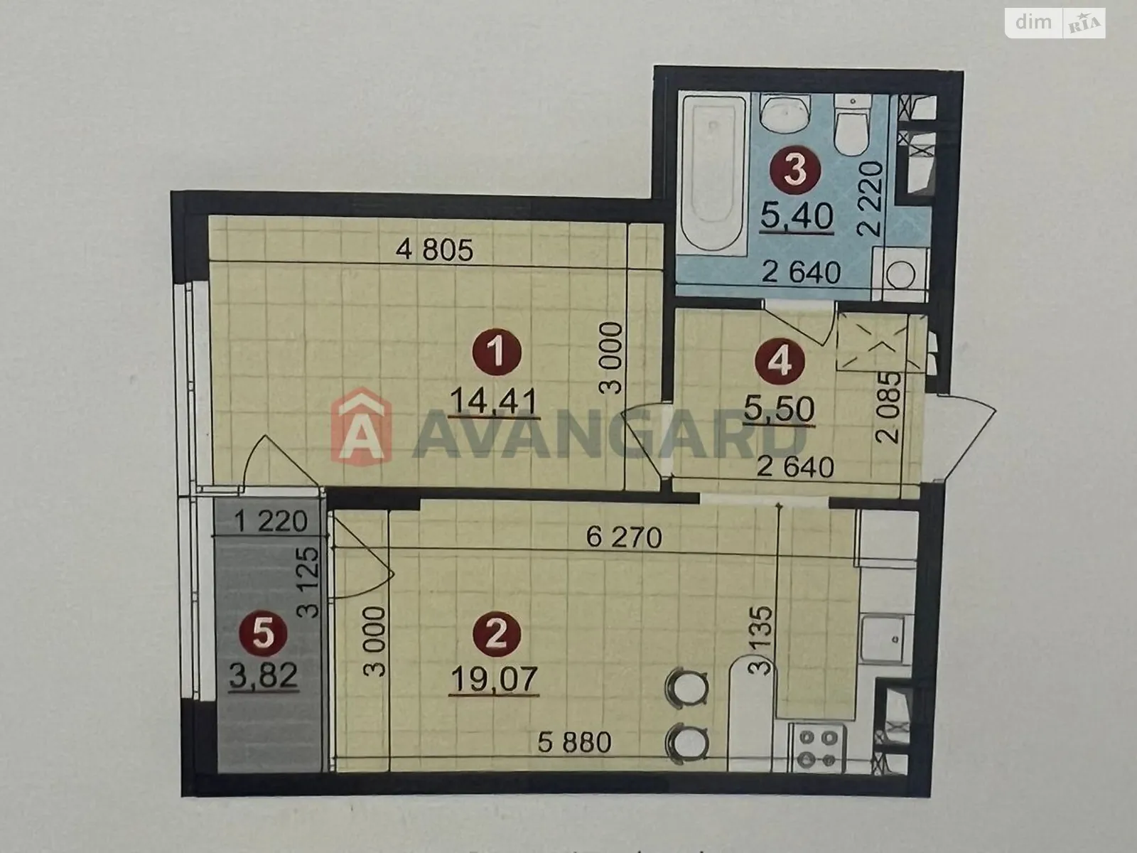 Продается 1-комнатная квартира 48 кв. м в Киеве, цена: 61000 $