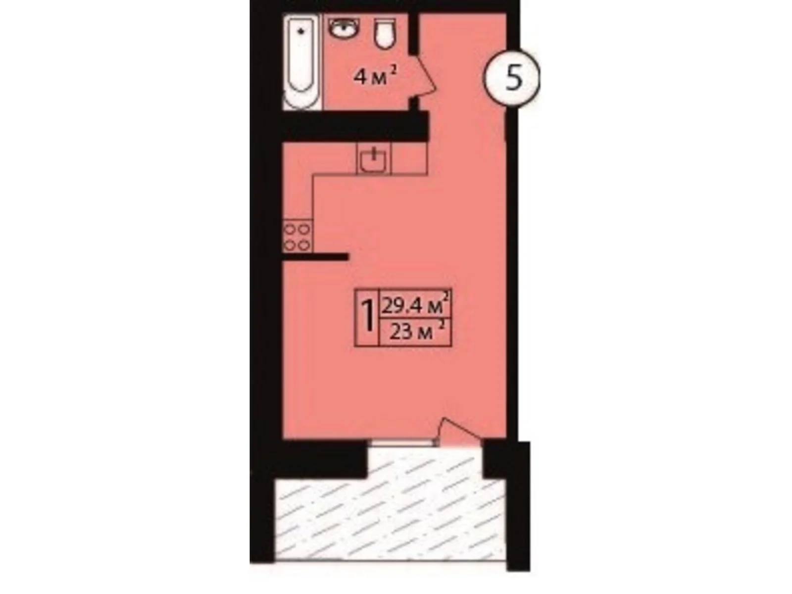 Продается 1-комнатная квартира 29.4 кв. м в Хмельницком, ул. Проскуровского Подполья, 131/2