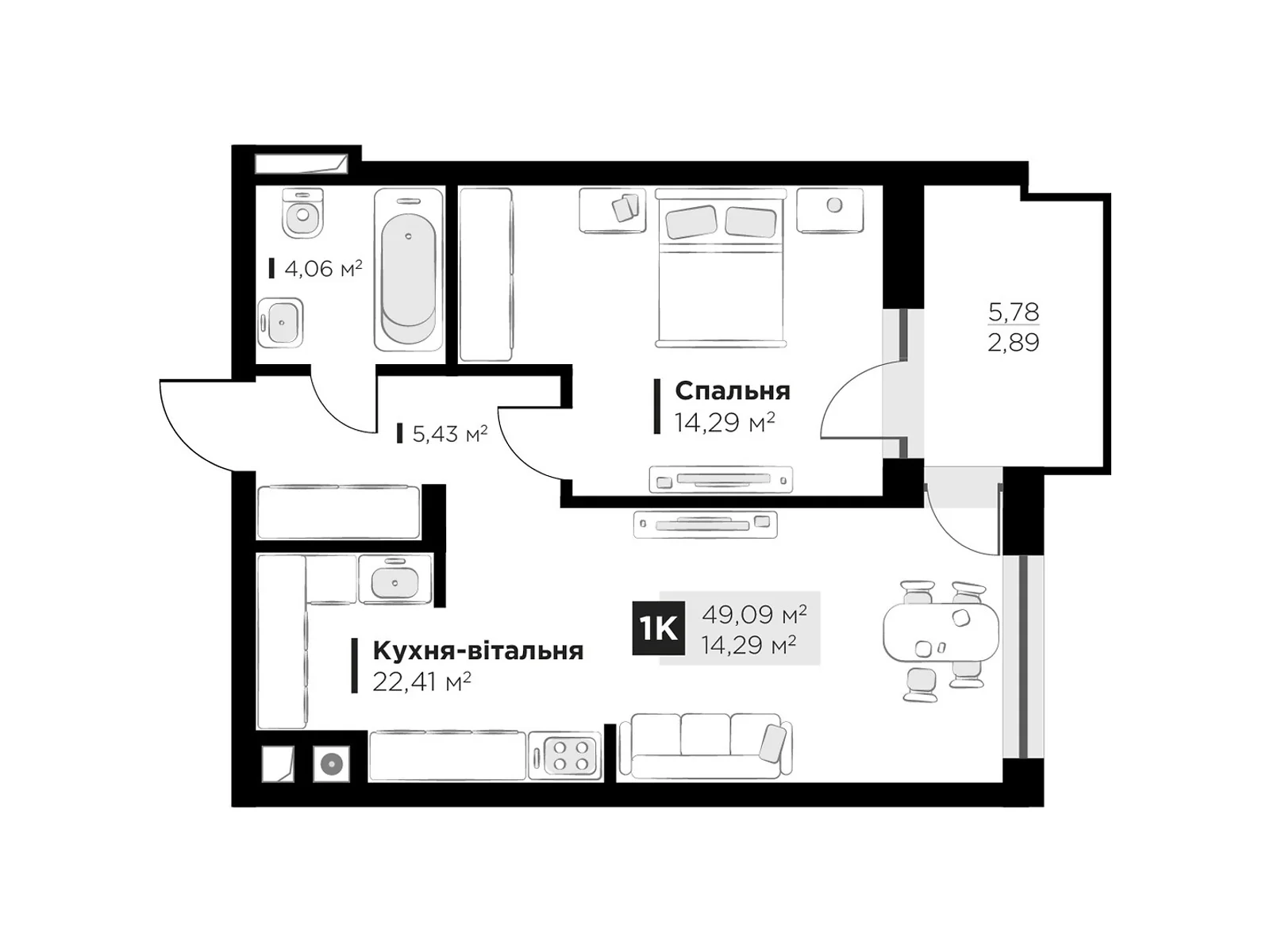 Продается 1-комнатная квартира 49.09 кв. м в Львове, цена: 85798 $