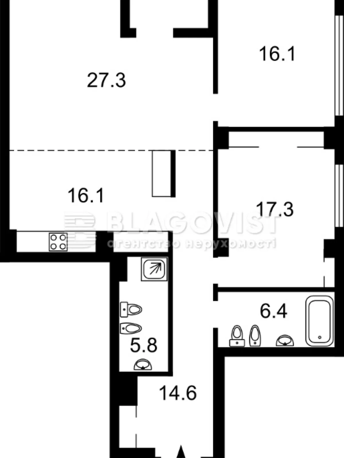 Продается 2-комнатная квартира 108 кв. м в Киеве, ул. Владимирская, 86А