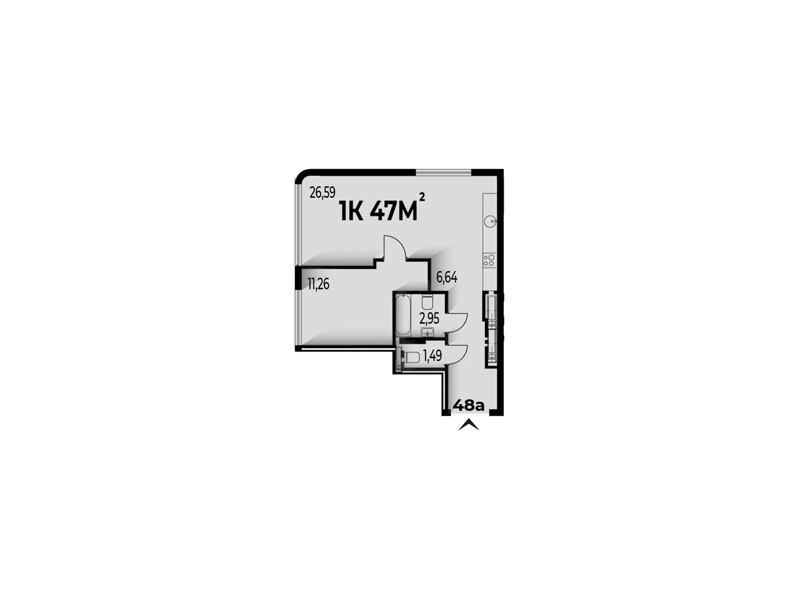 Продается 1-комнатная квартира 47 кв. м в Ивано-Франковске, цена: 81780 $ - фото 1