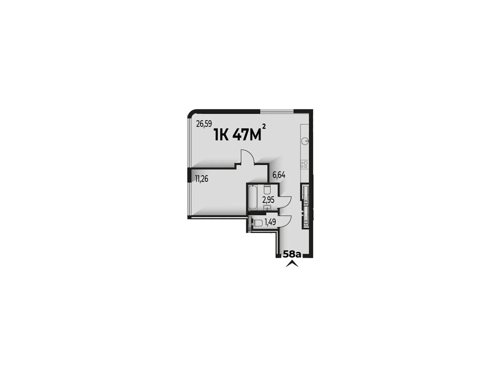 Продается 1-комнатная квартира 47 кв. м в Ивано-Франковске, цена: 83660 $ - фото 1