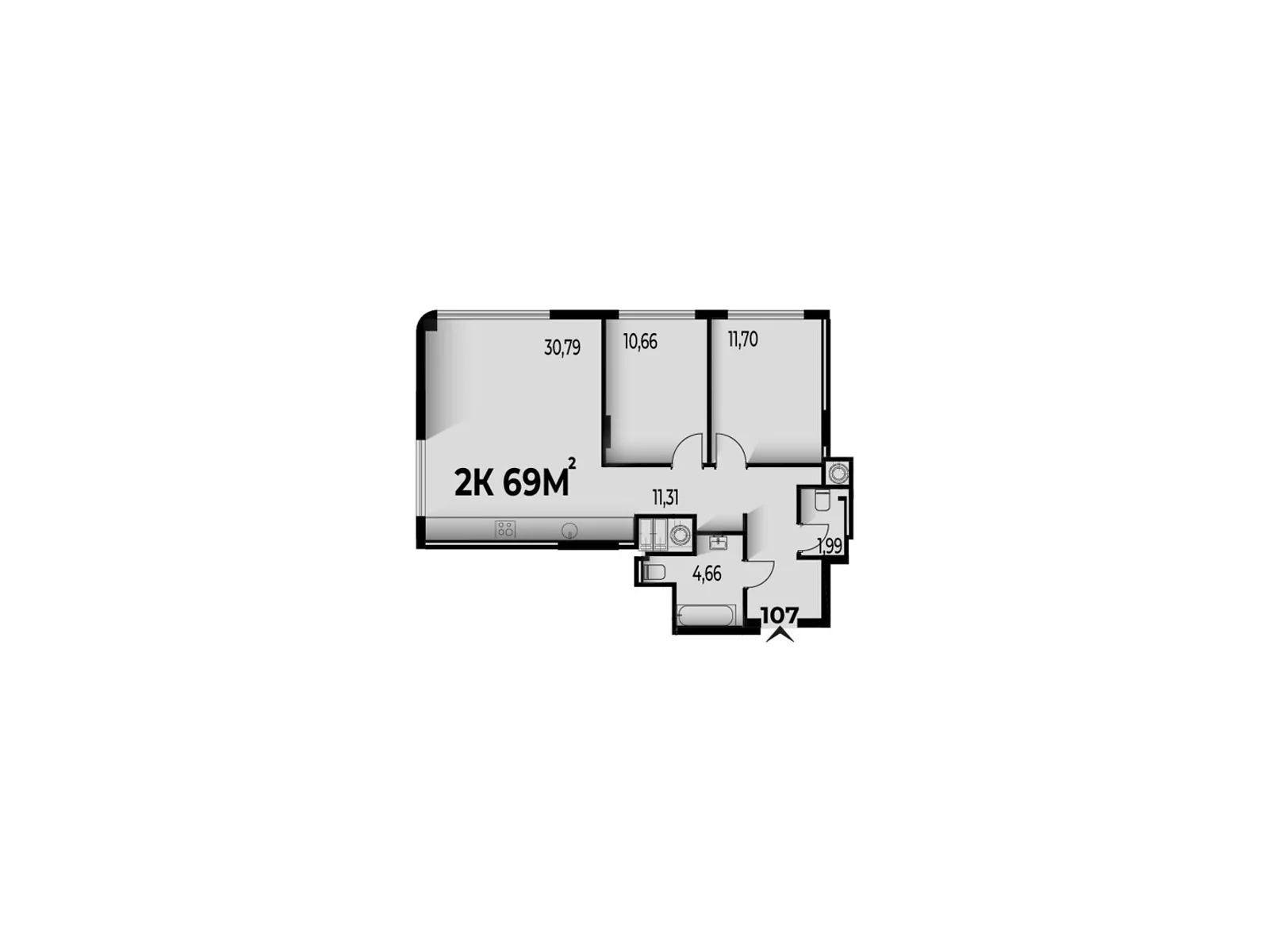 Продается 2-комнатная квартира 69 кв. м в Ивано-Франковске, цена: 111780 $