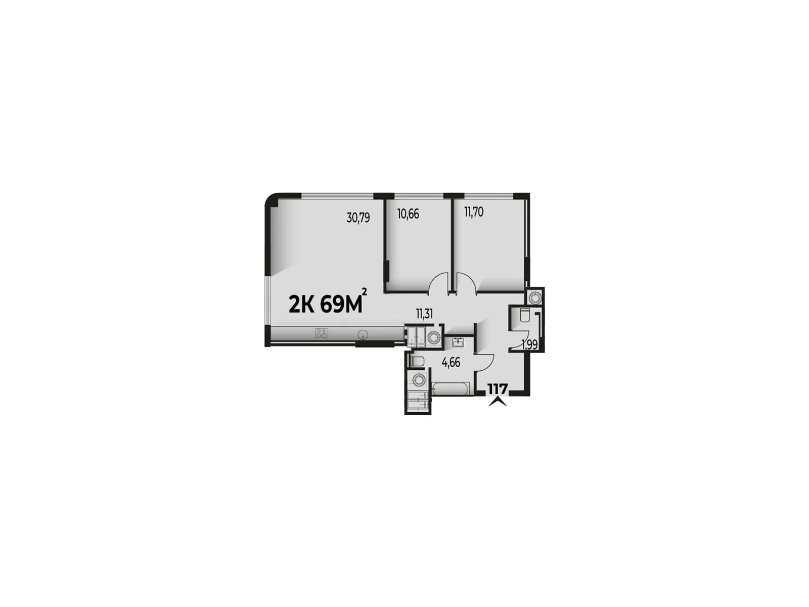 Продается 2-комнатная квартира 69 кв. м в Ивано-Франковске, цена: 129720 $ - фото 1