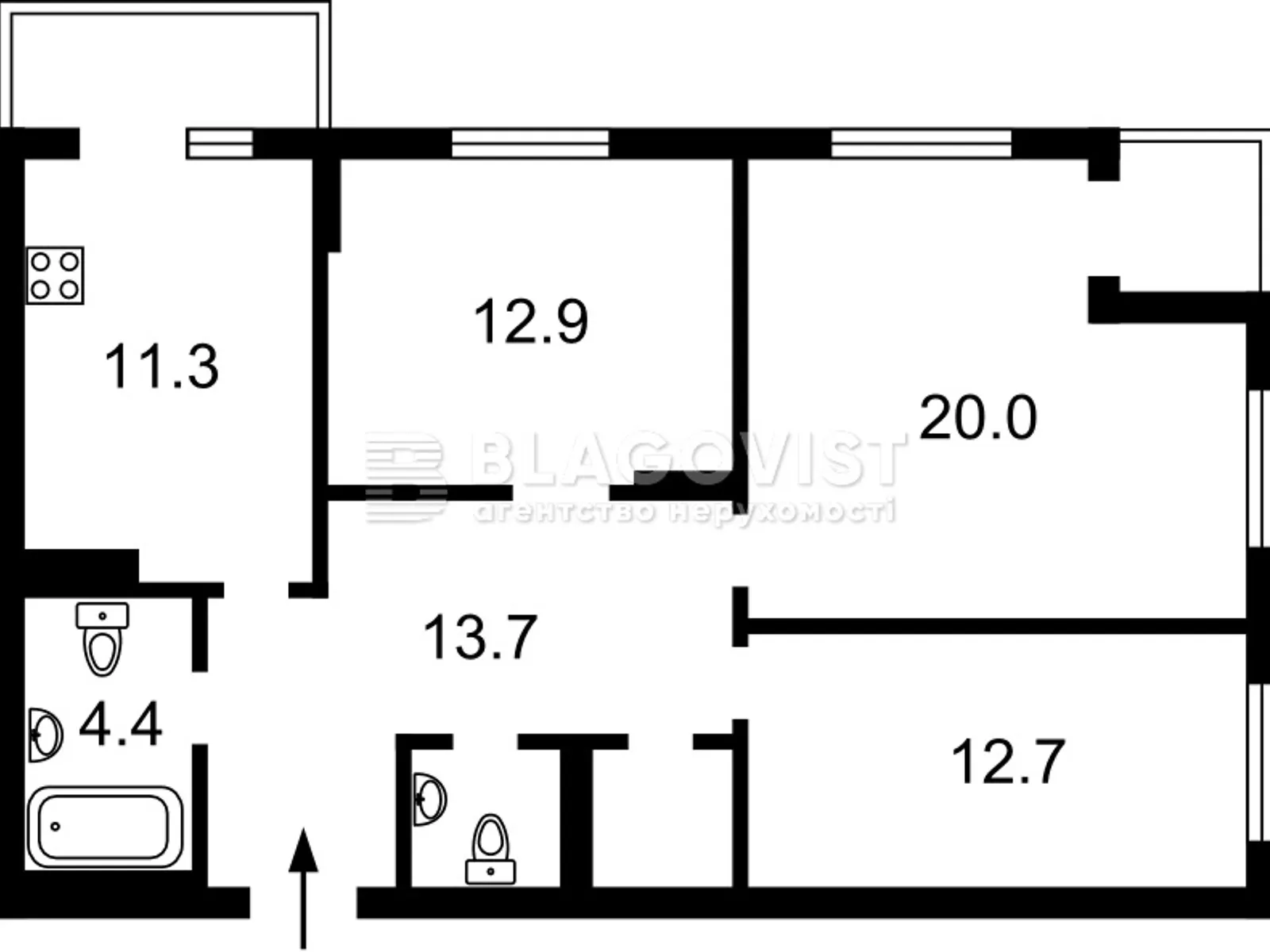 Продается 4-комнатная квартира 81 кв. м в Киеве, ул. Глубочицкая, 13 - фото 1