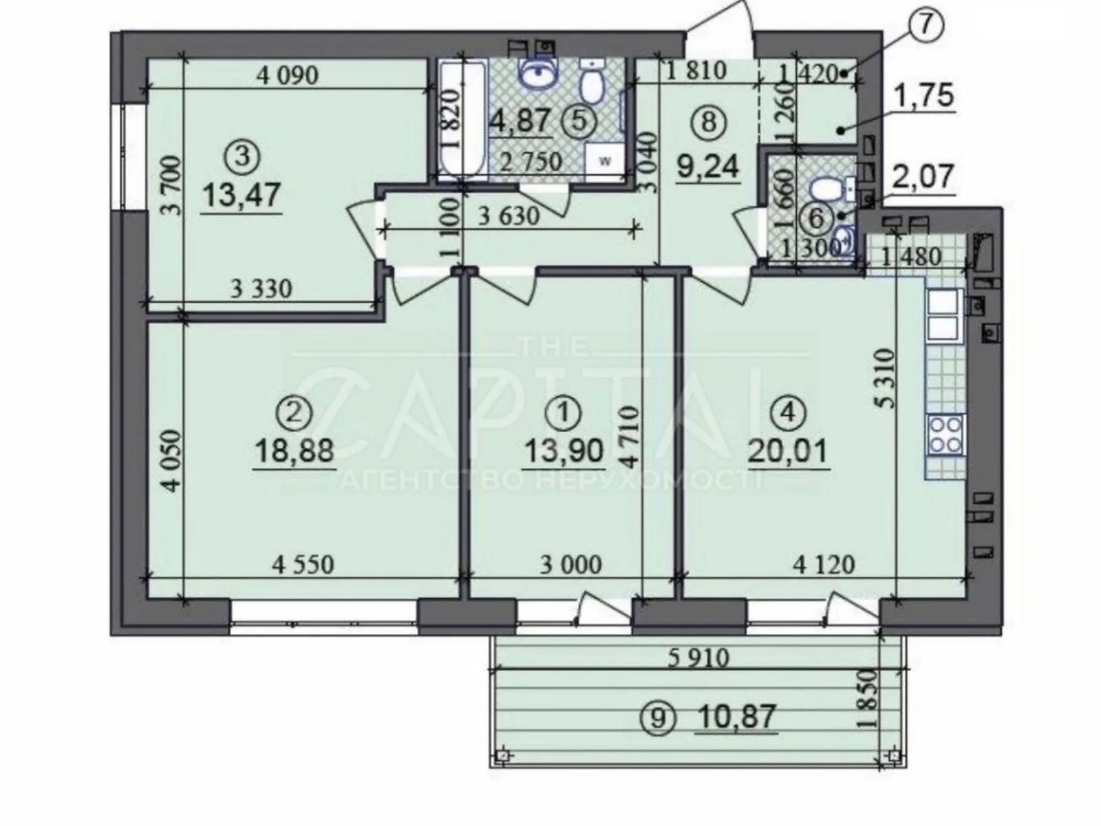 Продається 4-кімнатна квартира 88 кв. м у Києві, вул. Замковецька, 106 - фото 1