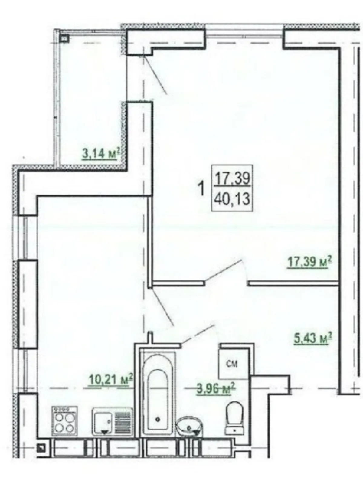 Продается 1-комнатная квартира 40.13 кв. м в Харькове, ул. Борткевича, 13