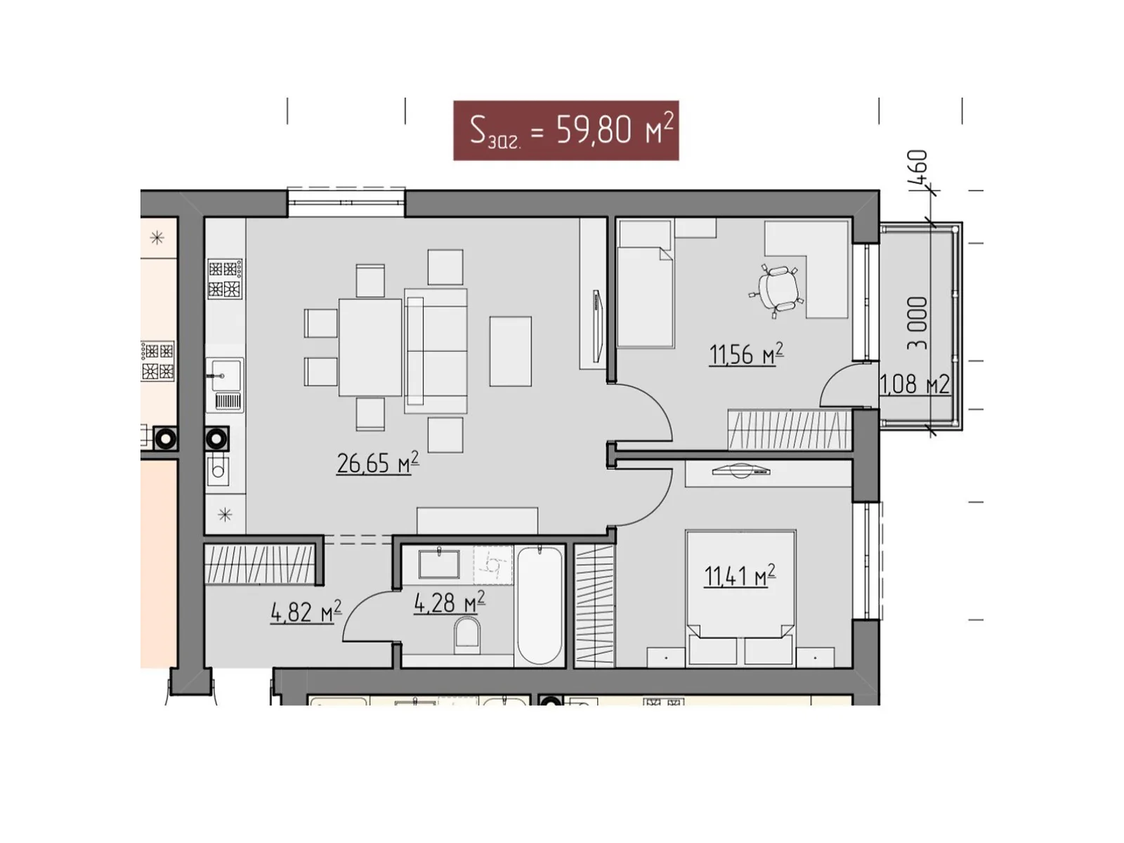 Продается 2-комнатная квартира 59.8 кв. м в Ровно - фото 1