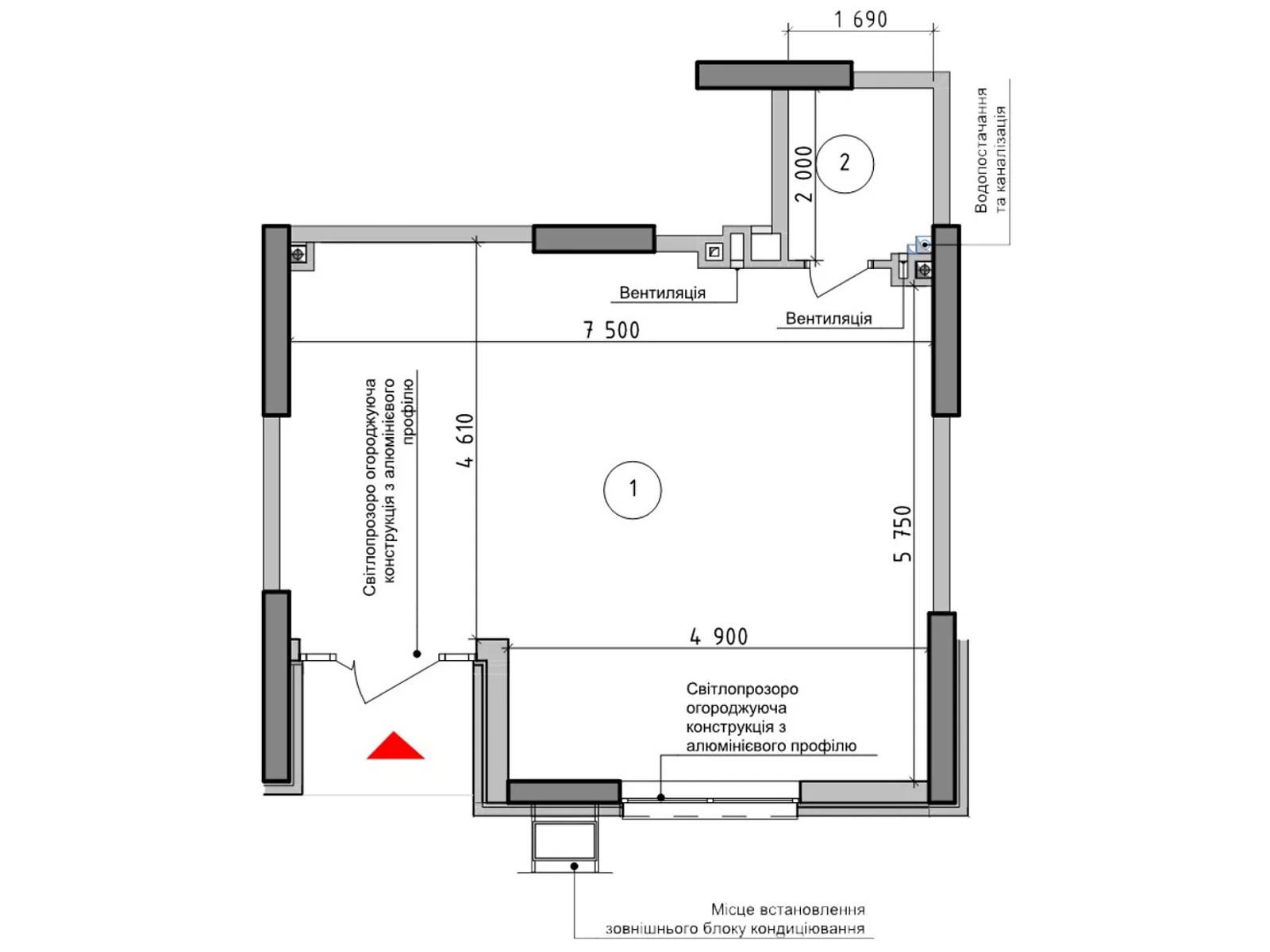 Продается офис 45.7 кв. м в бизнес-центре, цена: 76091 $ - фото 1