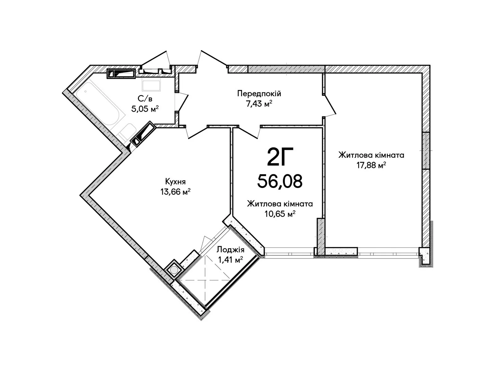 Продается 2-комнатная квартира 56 кв. м в Ирпене, цена: 45557 $