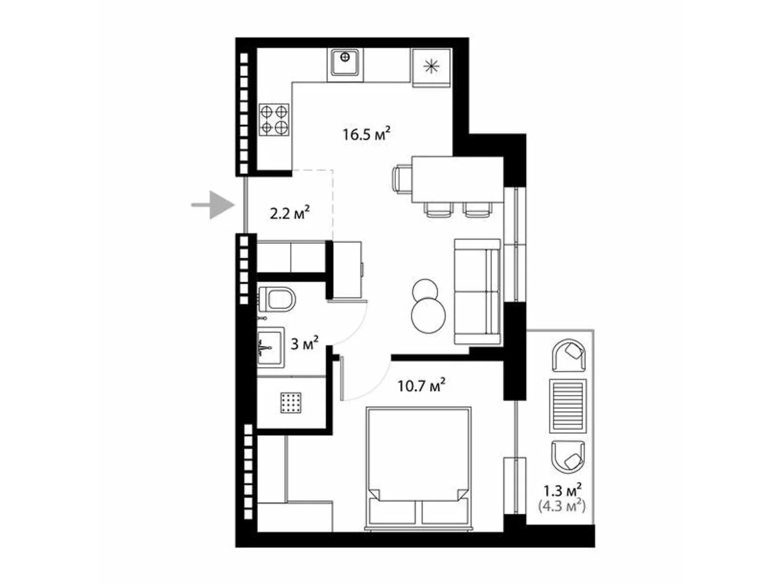 Продается 1-комнатная квартира 33.7 кв. м в Ужгороде, ул. Легоцкого, 80