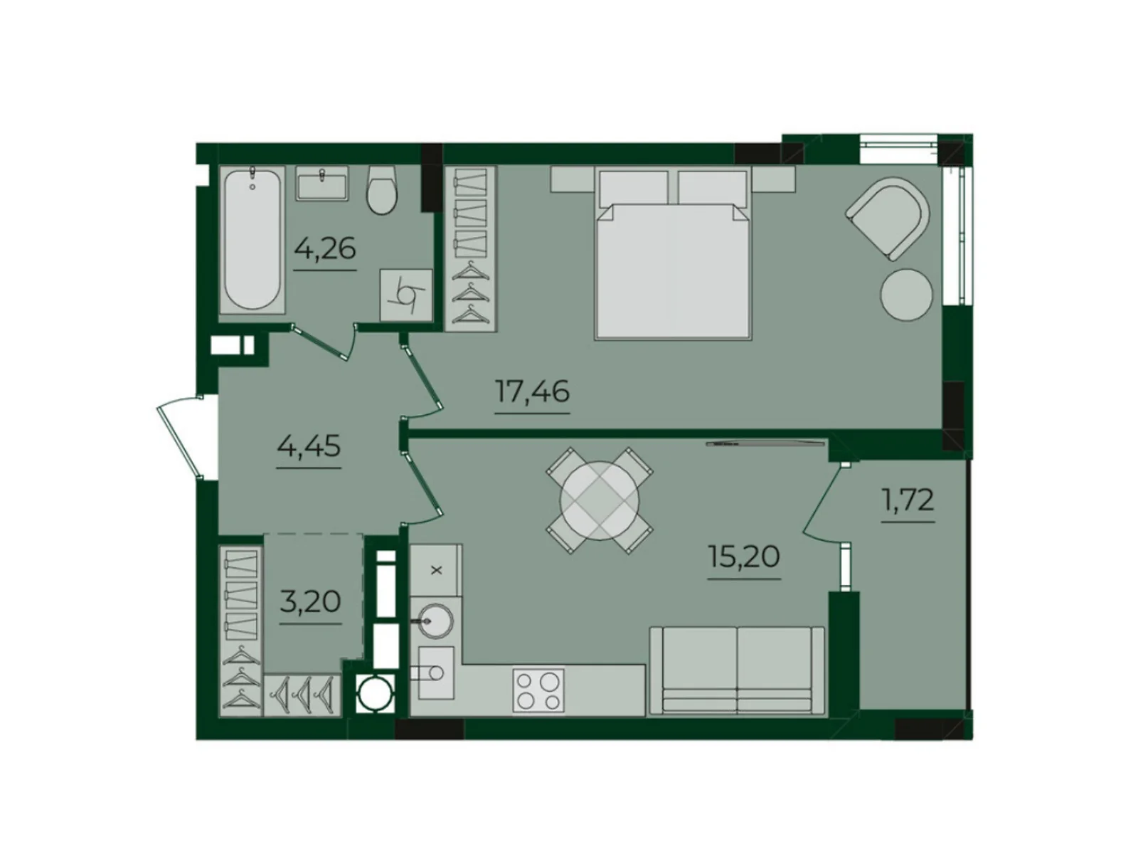 Продается 1-комнатная квартира 46.29 кв. м в Брюховичах, цена: 55548 $