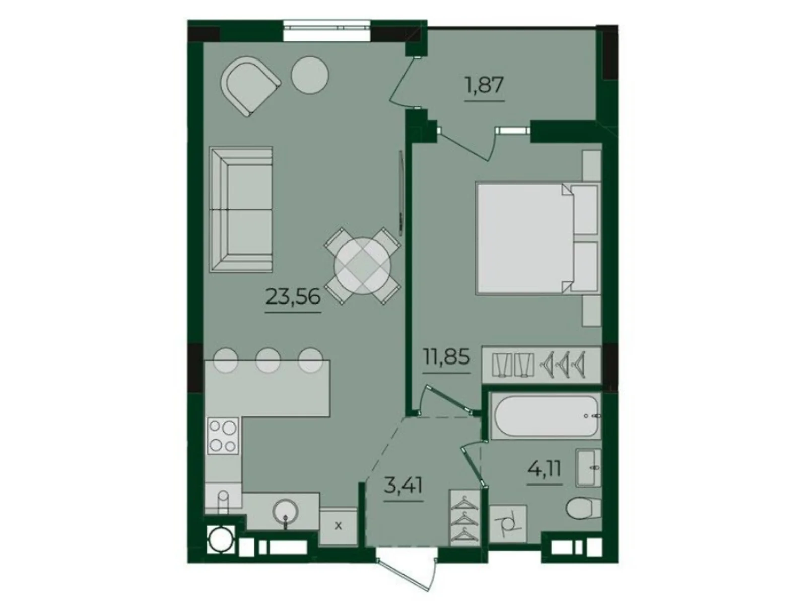 Продается 1-комнатная квартира 44.8 кв. м в Брюховичах, цена: 53760 $