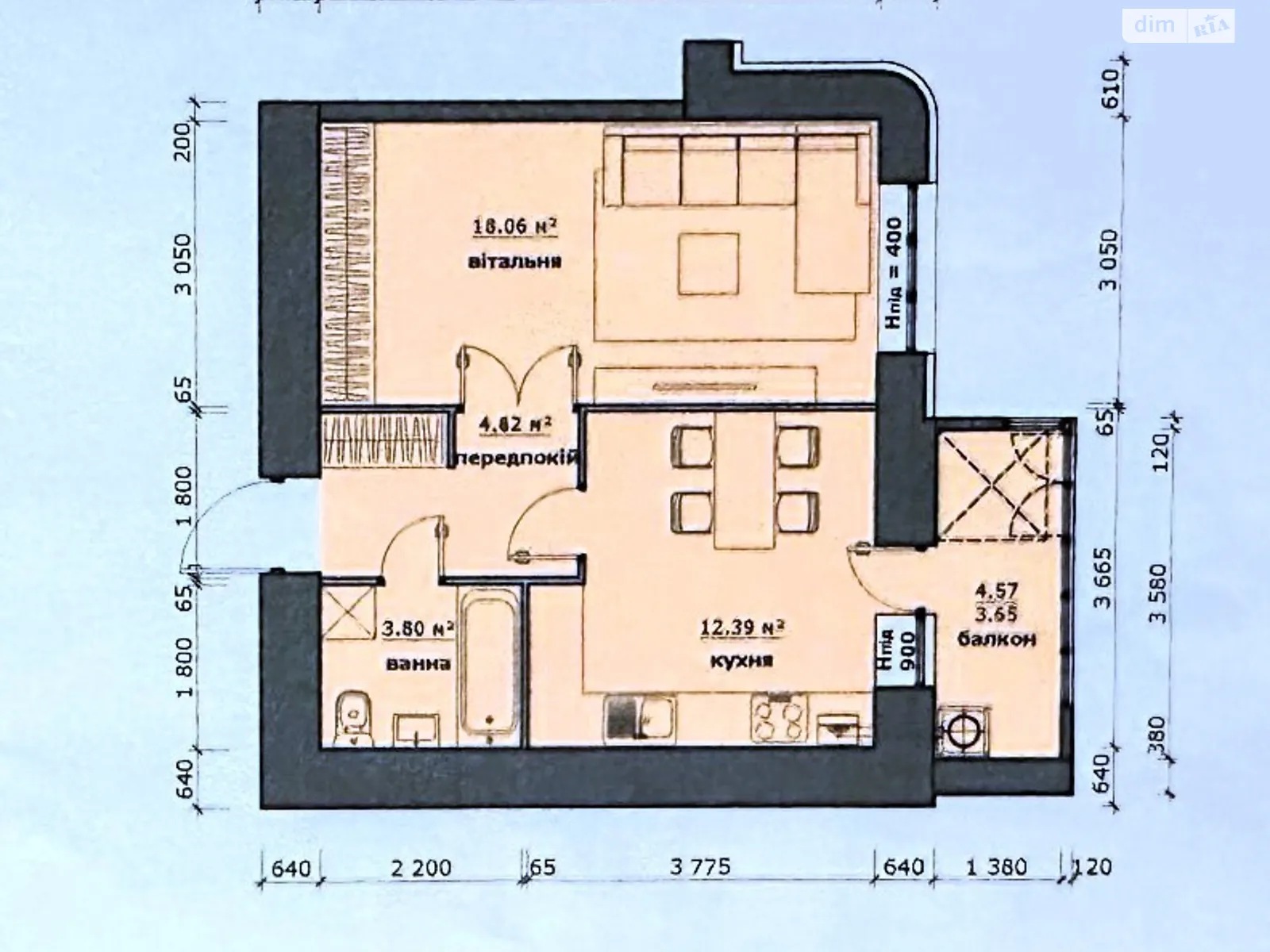 Продается 1-комнатная квартира 42.72 кв. м в Львове, ул. Стрыйская - фото 1