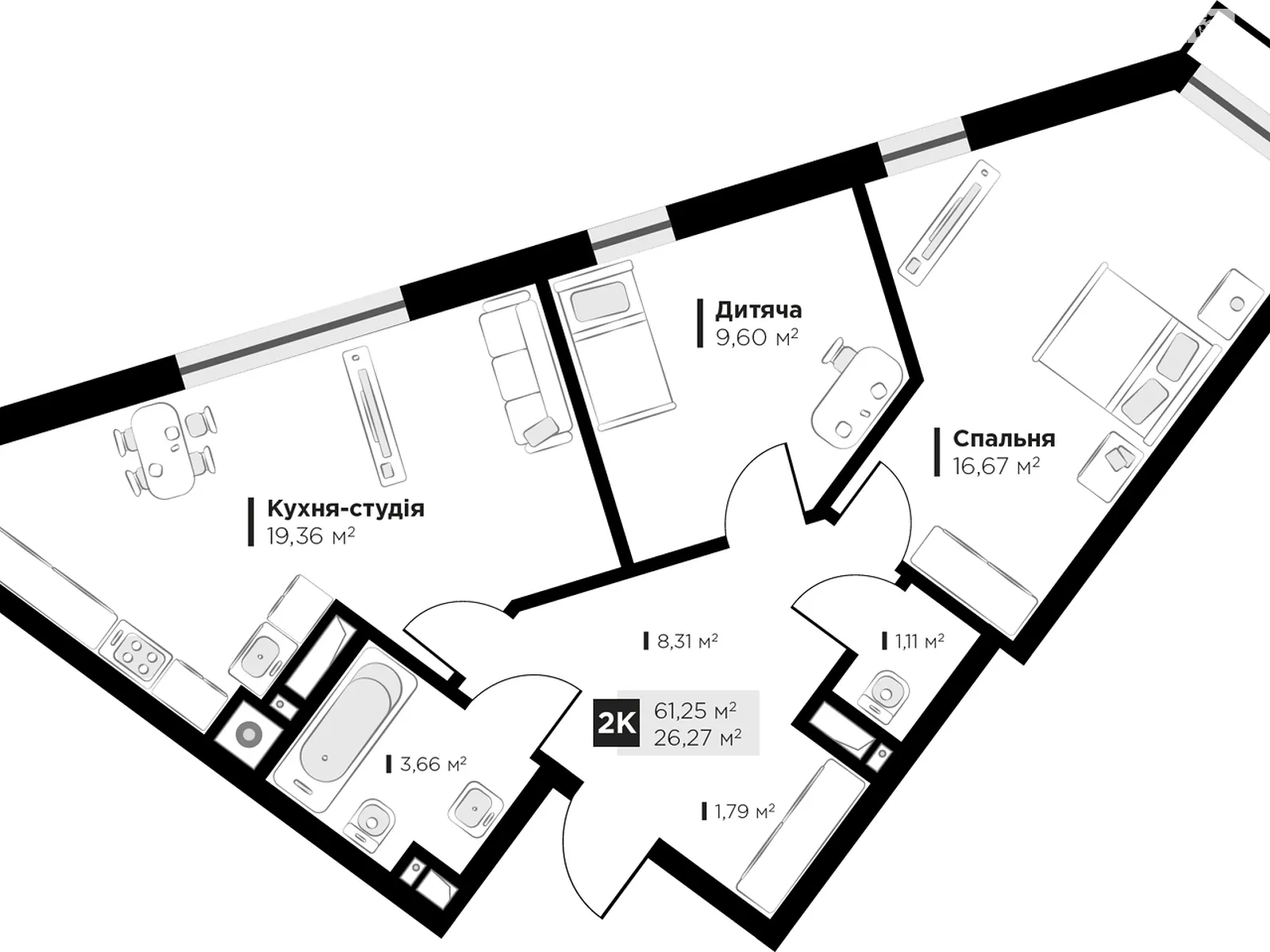 Продається 2-кімнатна квартира 65 кв. м у Львові, вул. Малоголосківська, 12Г - фото 1