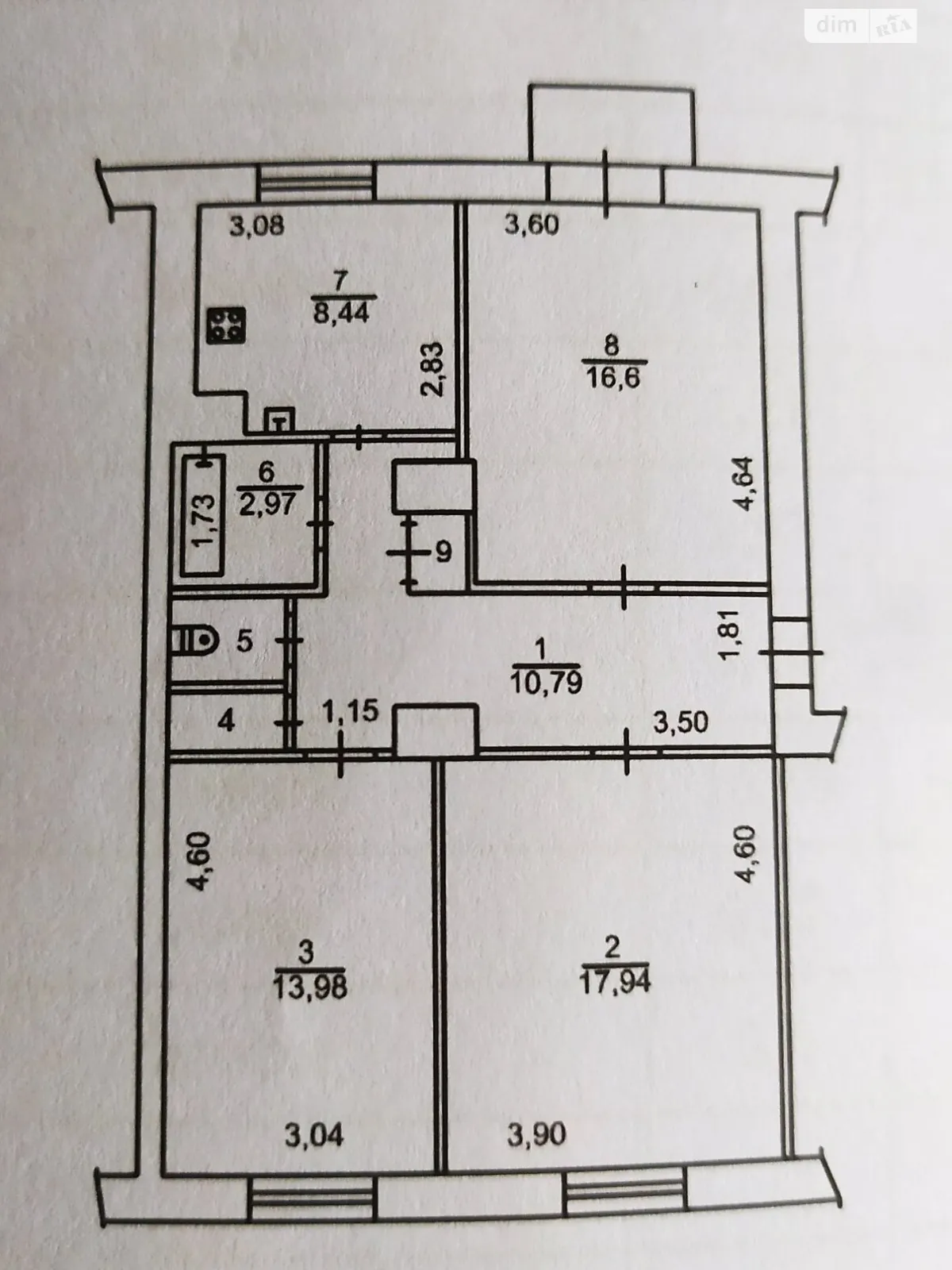 3-комнатная квартира 74 кв. м в Запорожье