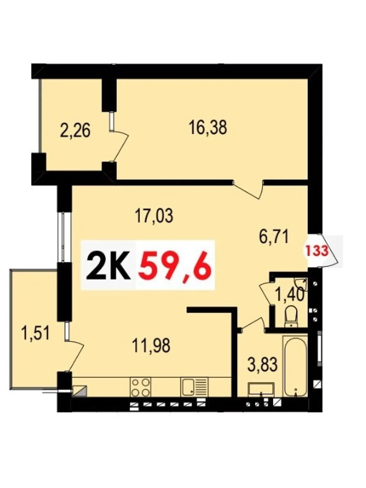 Продается 2-комнатная квартира 59.6 кв. м в Криховцы, ул. 24-го Августа, 12