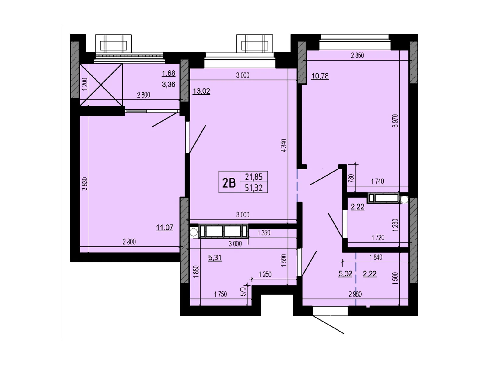 Продается 2-комнатная квартира 51.32 кв. м в Киеве, ул. Николая Кибальчича, 1