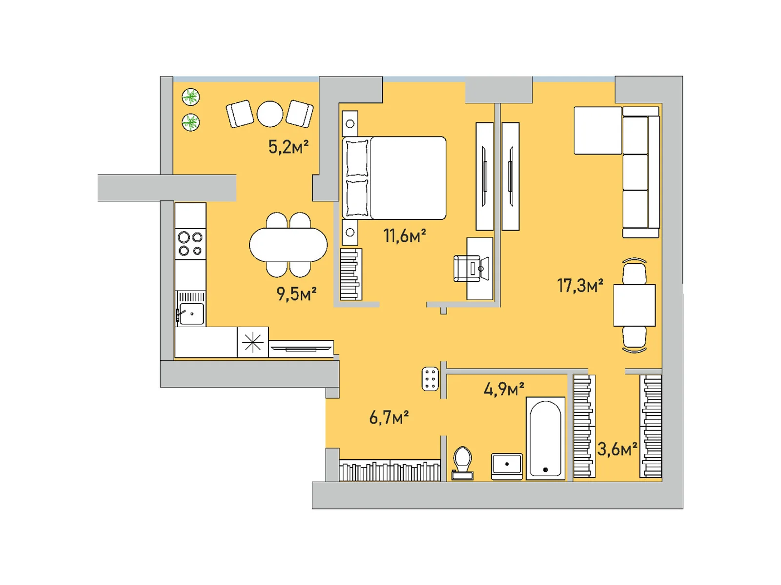 Продается 2-комнатная квартира 58.8 кв. м в Варашу, цена: 47747 $