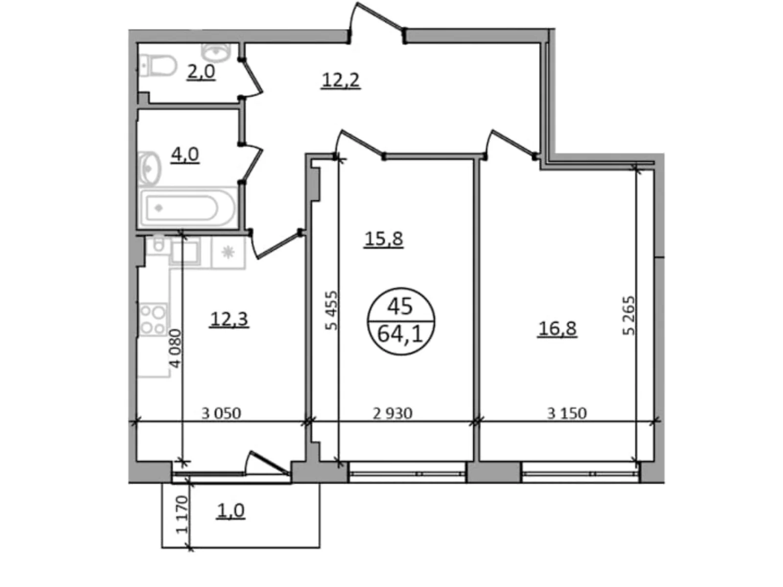 Продается 2-комнатная квартира 64.1 кв. м в Брюховичах, ул. Львовская, 92