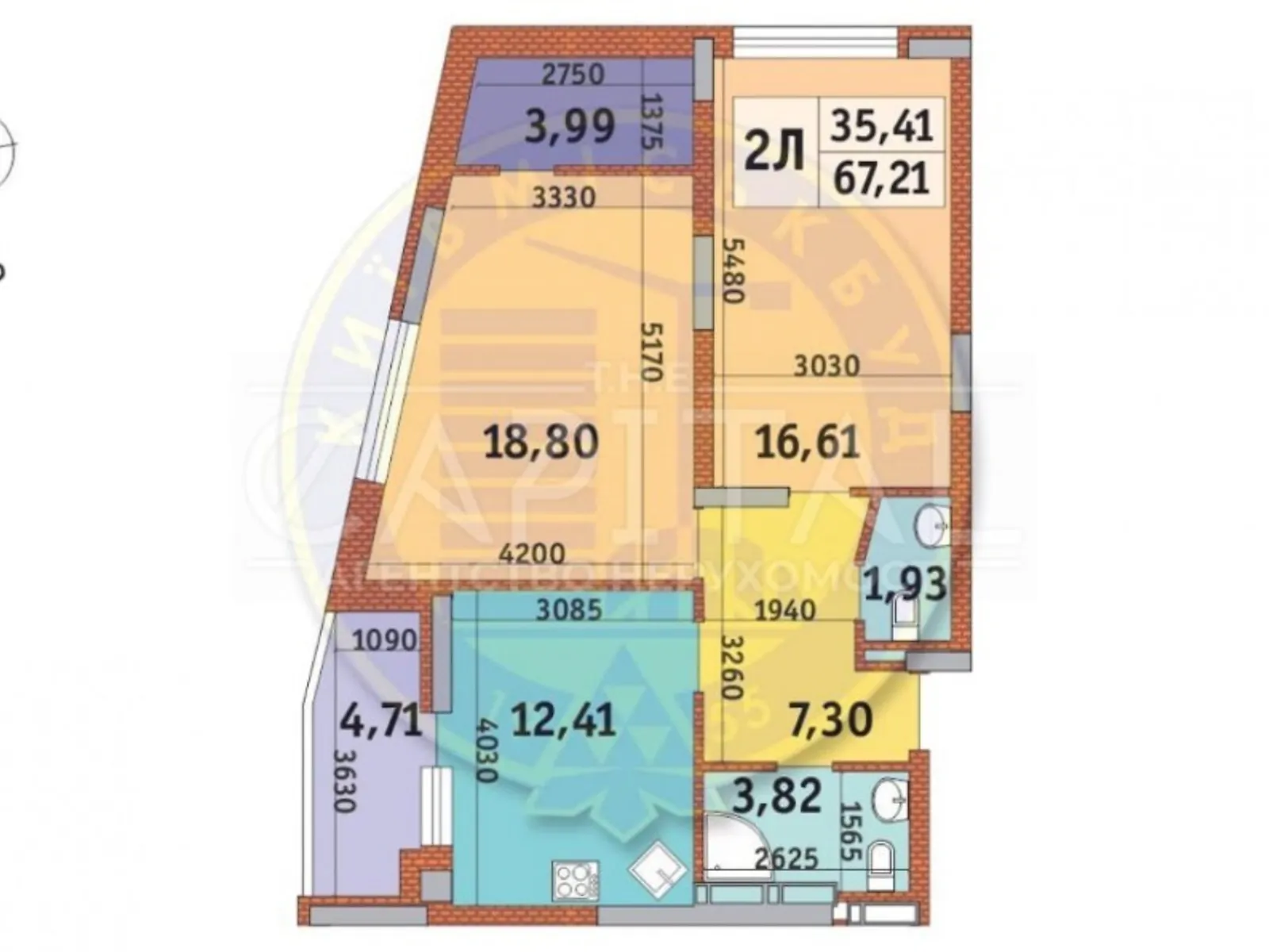 Продается 2-комнатная квартира 67.21 кв. м в Киеве - фото 2