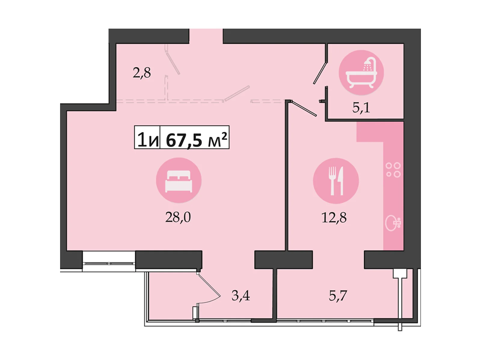 Продается 1-комнатная квартира 67.5 кв. м в Слобожанском, ул. Семейная, 3 - фото 1