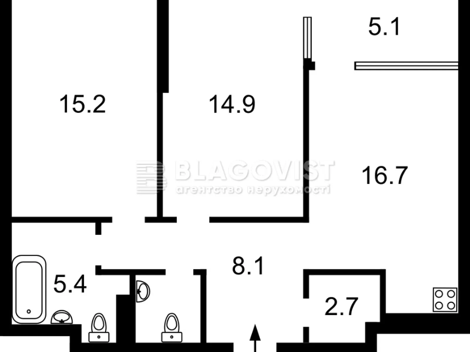 Продается 2-комнатная квартира 71 кв. м в Киеве, ул. Причальная, 14