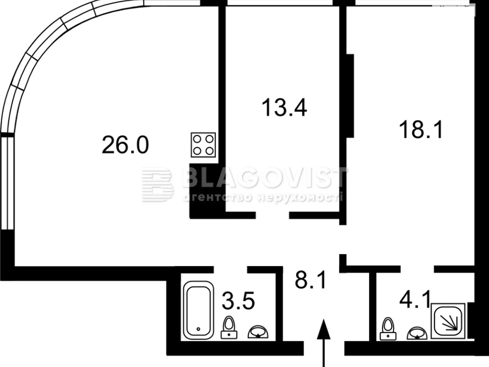 Продается 3-комнатная квартира 73.1 кв. м в Киеве, пер. Ужгородский, 4/1