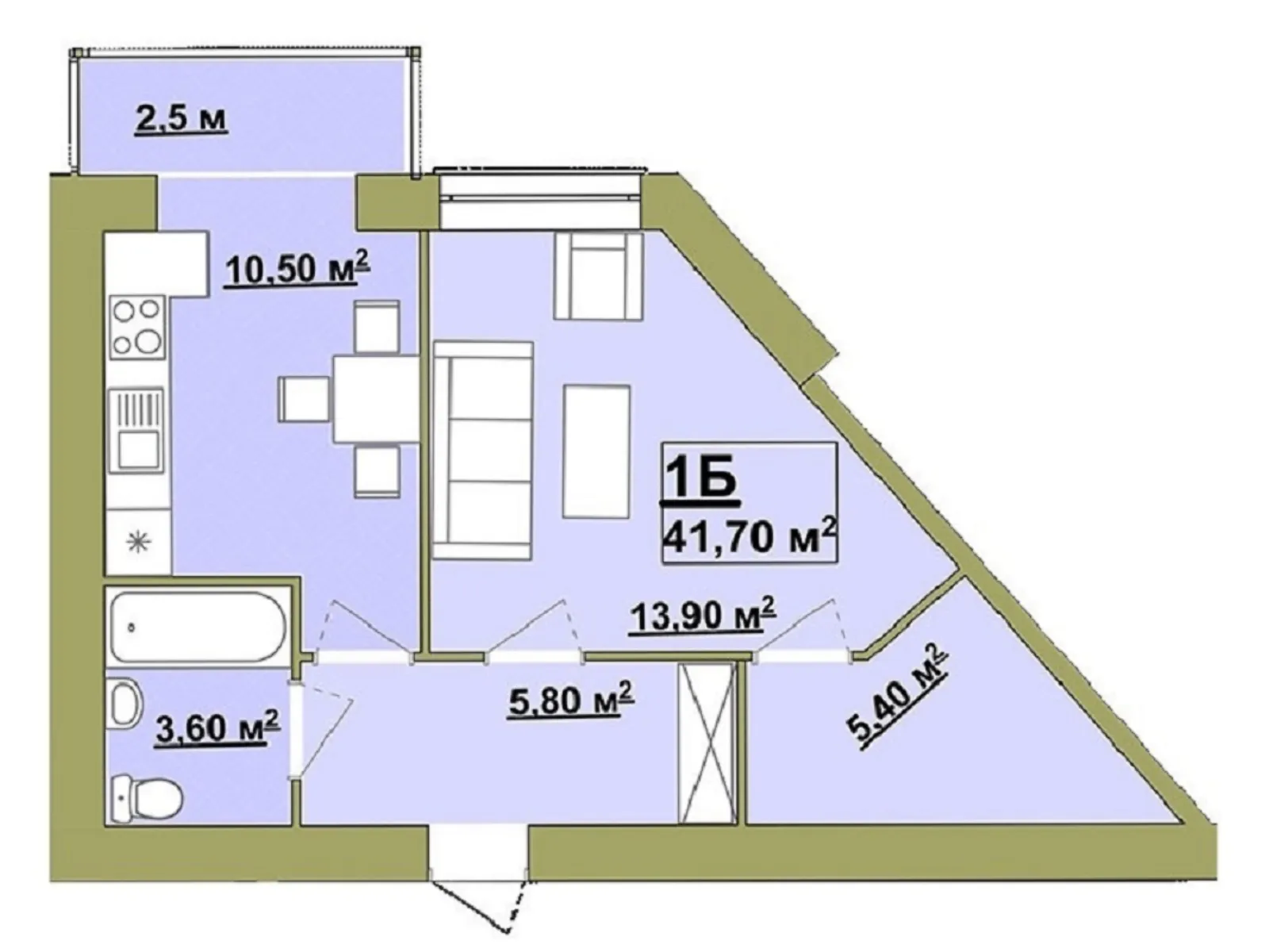 Продается 1-комнатная квартира 41.7 кв. м в Ивано-Франковске, ул. Княгинин