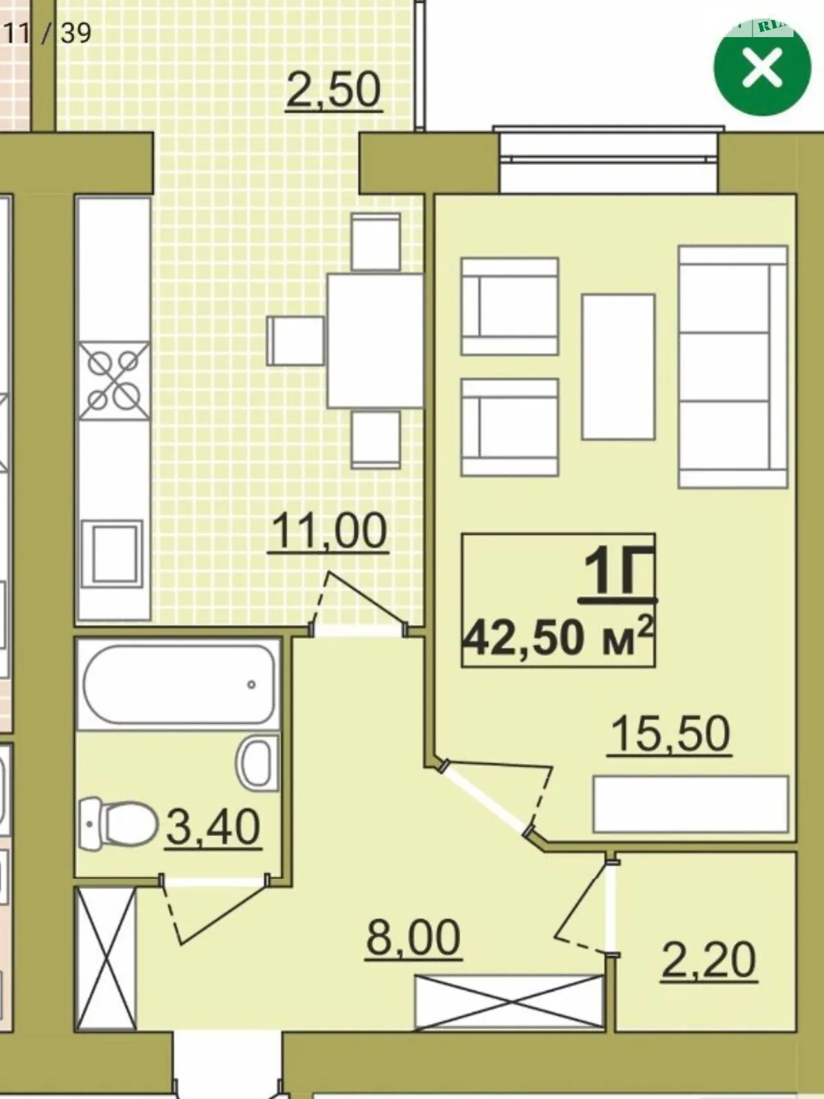 Продається 1-кімнатна квартира 42.5 кв. м у Івано-Франківську, вул. Височана Семена, 18