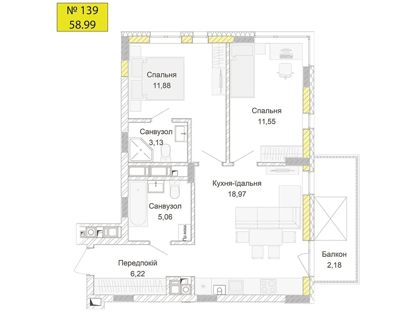 Продается 2-комнатная квартира 58.99 кв. м в Ровно, цена: 74200 $