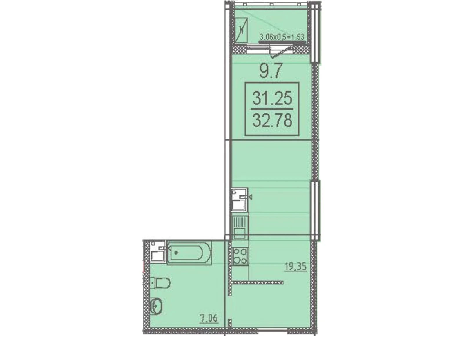 Продається 1-кімнатна квартира 32.8 кв. м у Одесі, вул. Дача Ковалевського, 5