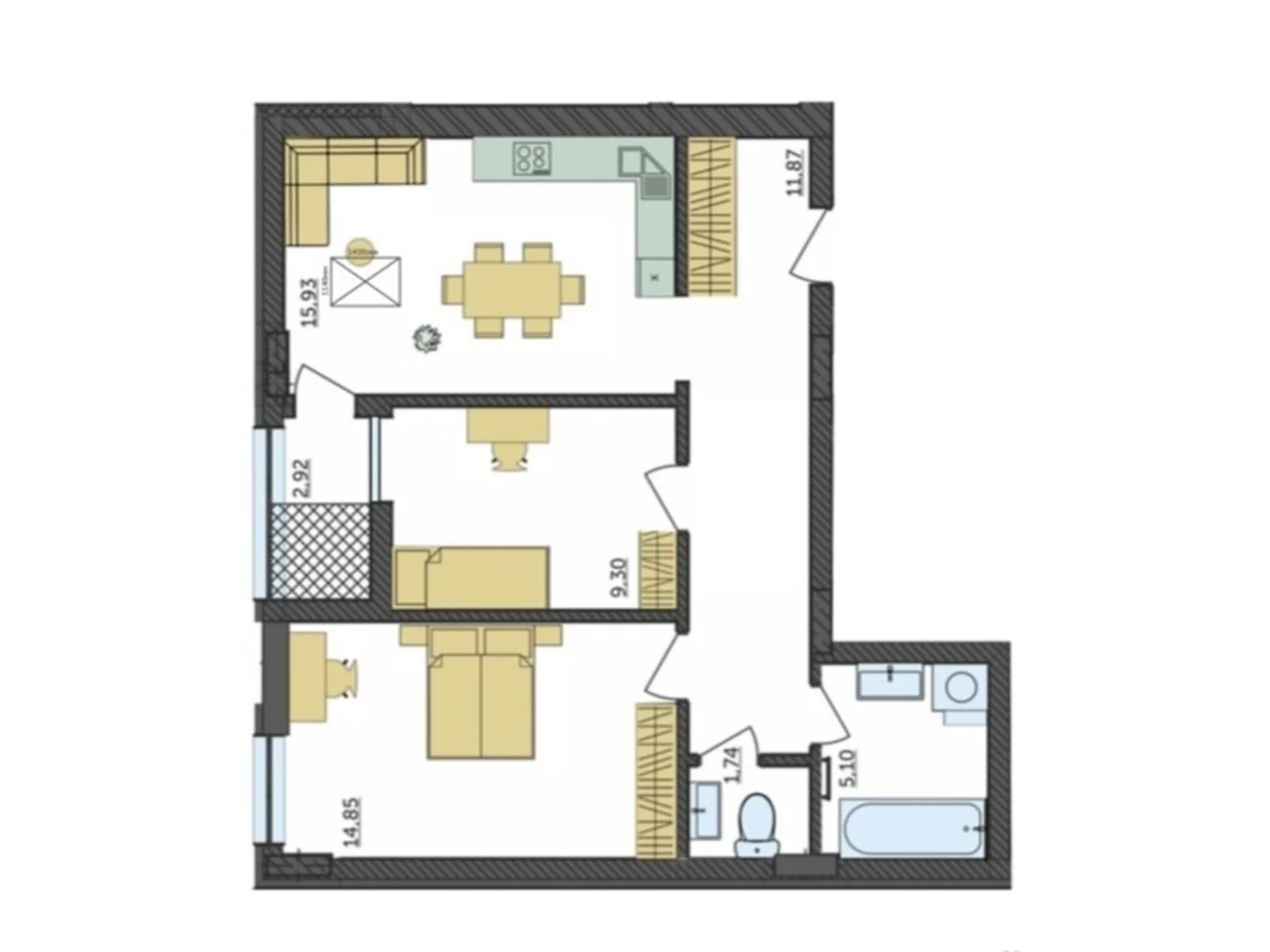 Продается 2-комнатная квартира 60.08 кв. м в Струмовке, ул. Парковая, 72