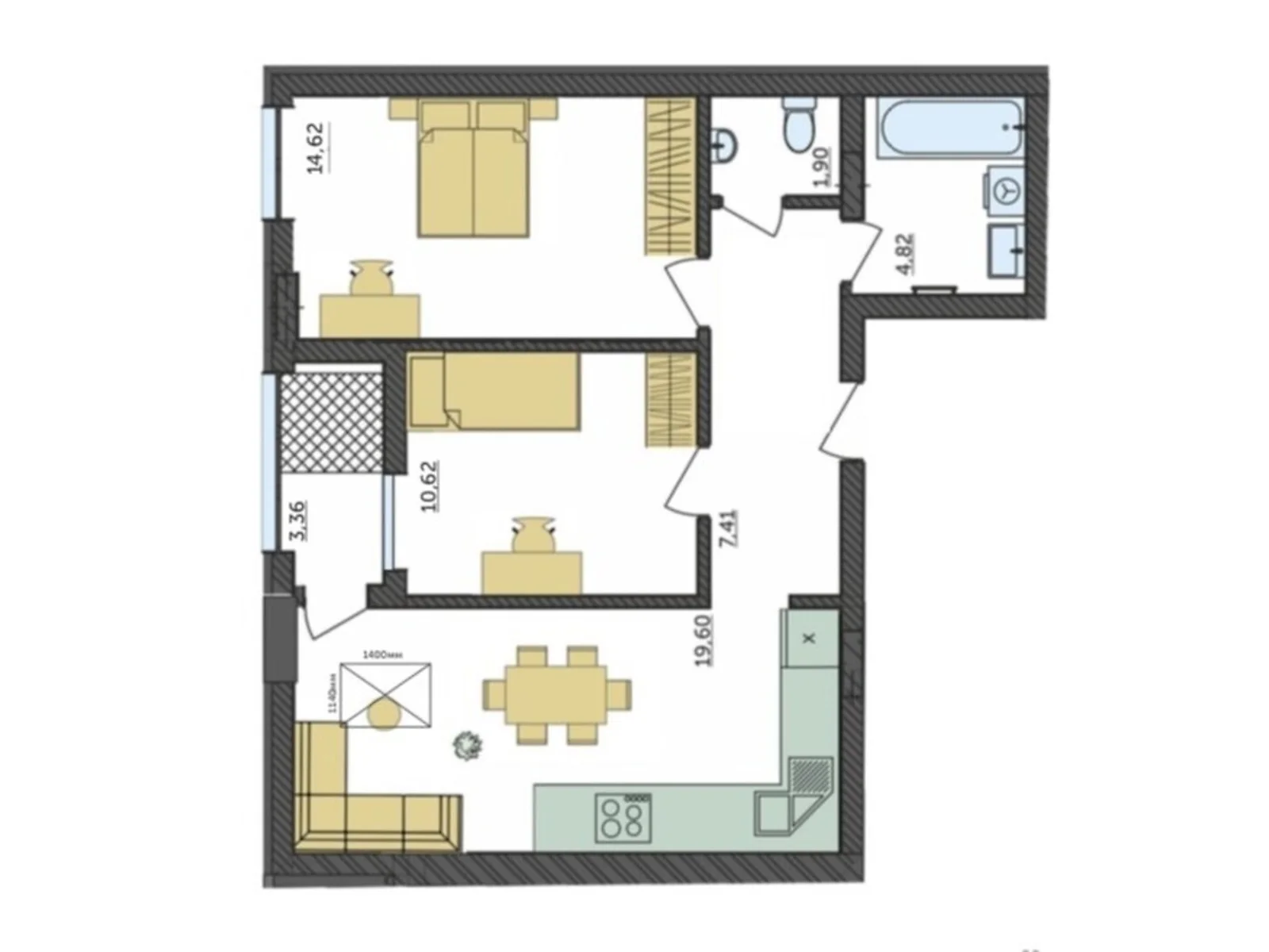 Продается 2-комнатная квартира 60.39 кв. м в Струмовке, цена: 42273 $