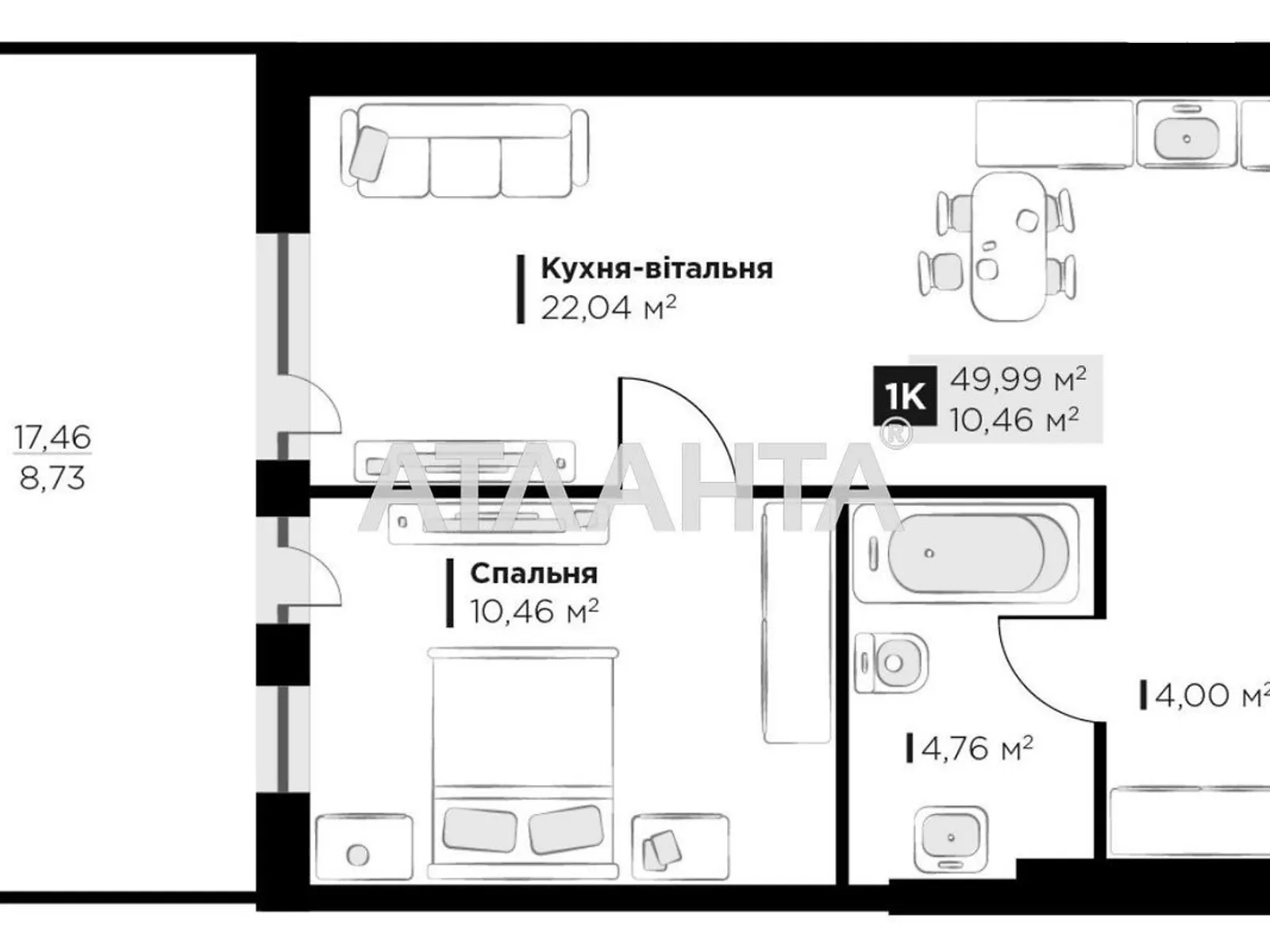 Продається 1-кімнатна квартира 50 кв. м у Винниках, цена: 49990 $