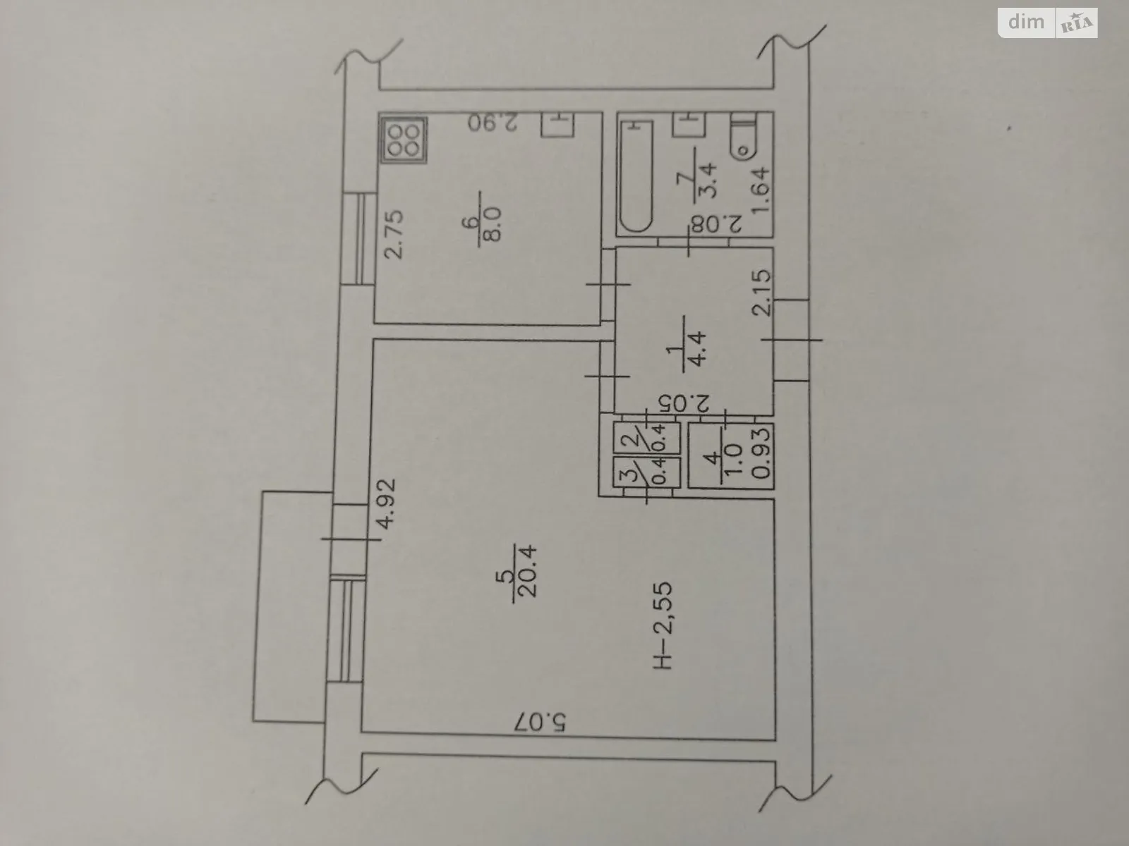 Продается 1-комнатная квартира 38.7 кв. м в Гребенке, цена: 7000 $