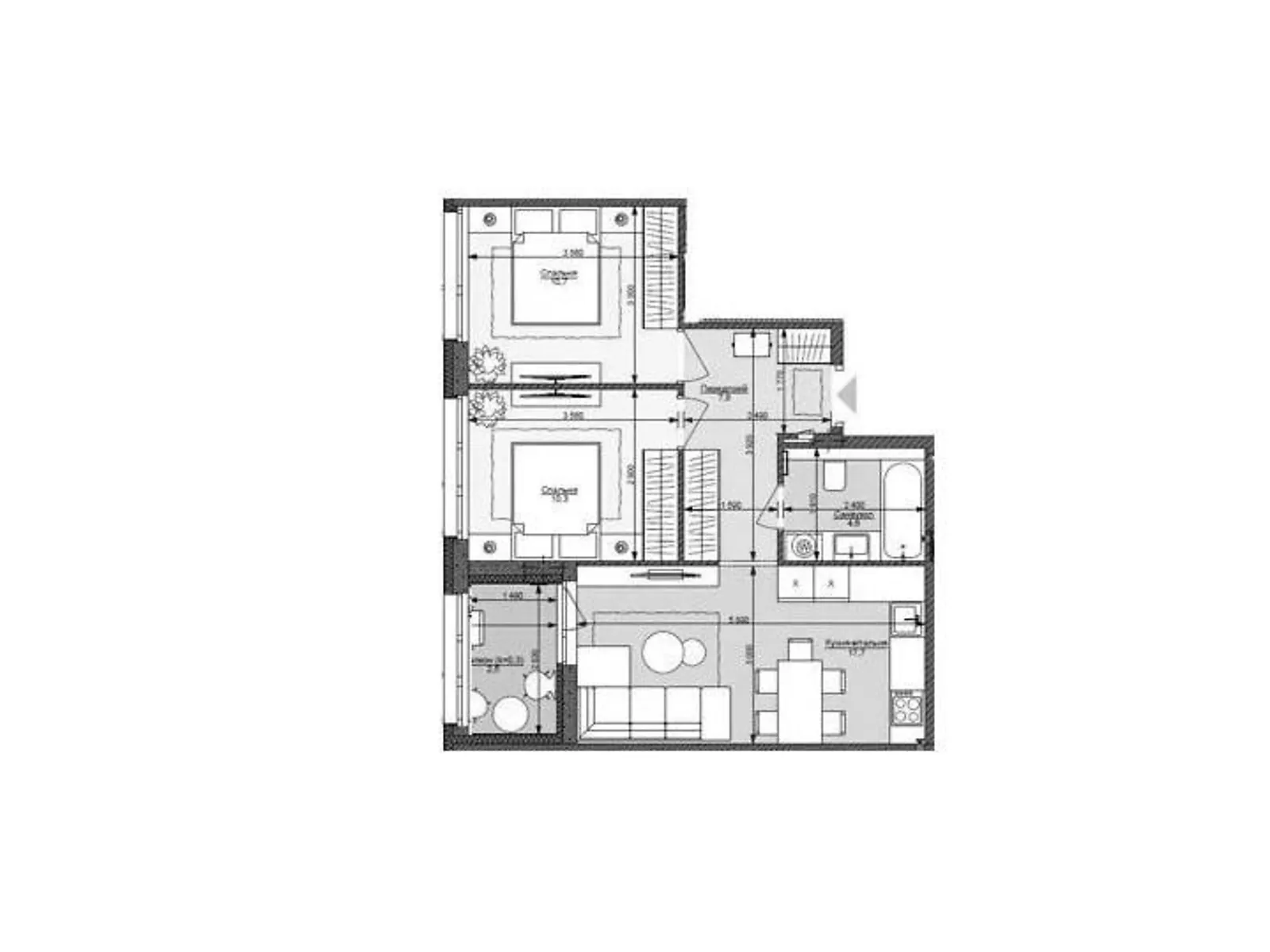 Продается 2-комнатная квартира 55 кв. м в Киеве, ул. Салютная, 2Б